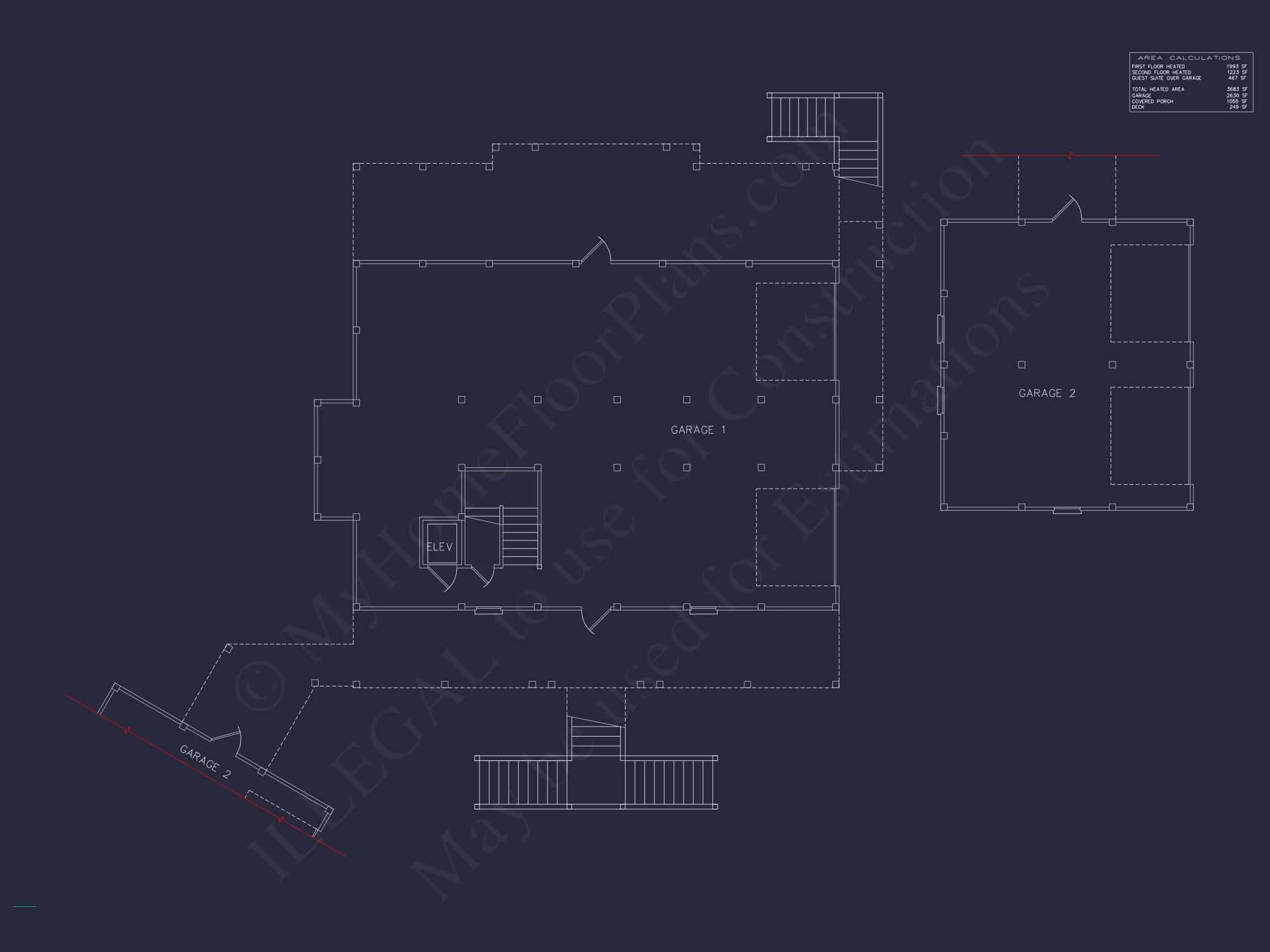 13-1139 HOUSE PLAN - Beach House Floor Plan With Detached Garage and Living Space 6 Beach house Floor Plan With Detached Garage and Living Space
