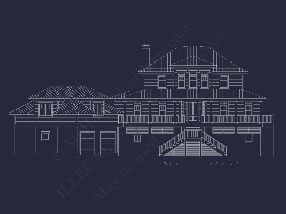 Beach house Floor Plan With Detached Garage and Living Space