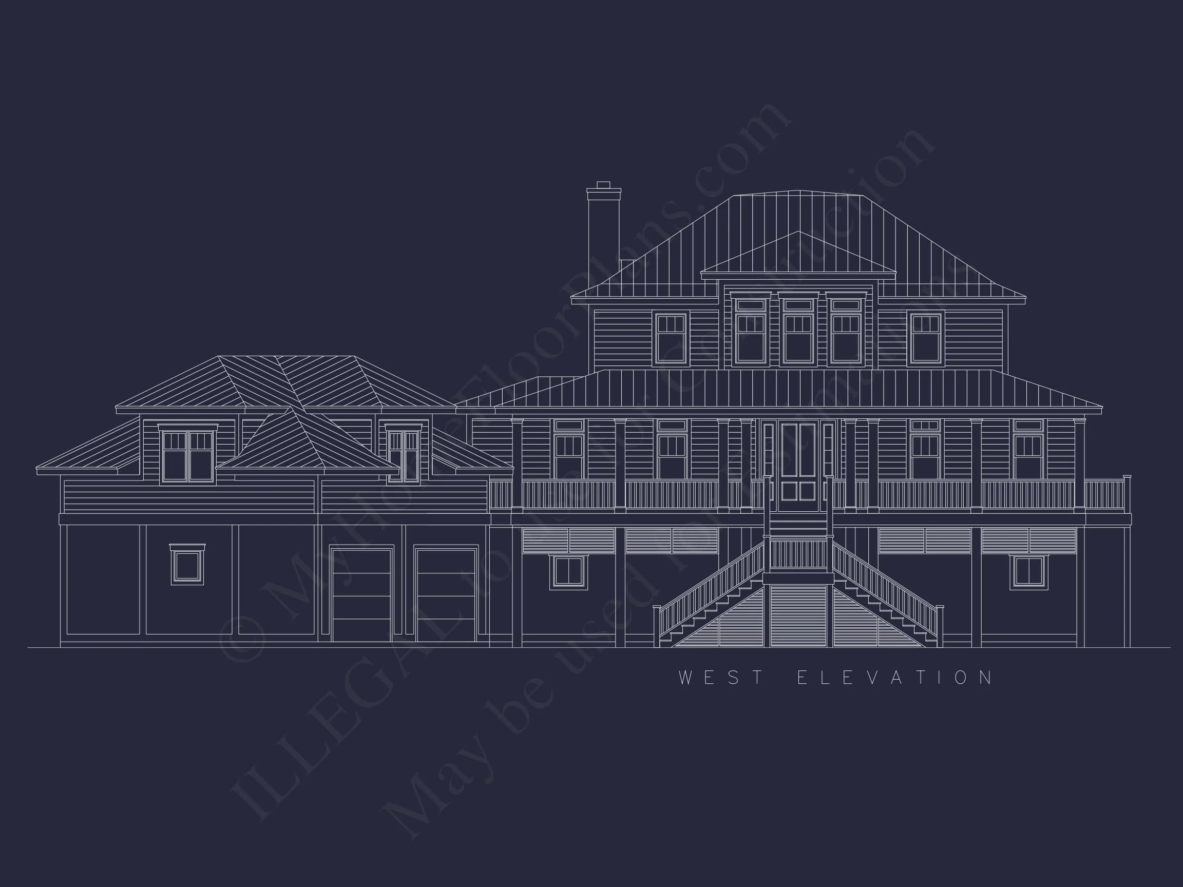 13-1139 HOUSE PLAN - Beach House Floor Plan With Detached Garage and Living Space 2 Beach house Floor Plan With Detached Garage and Living Space