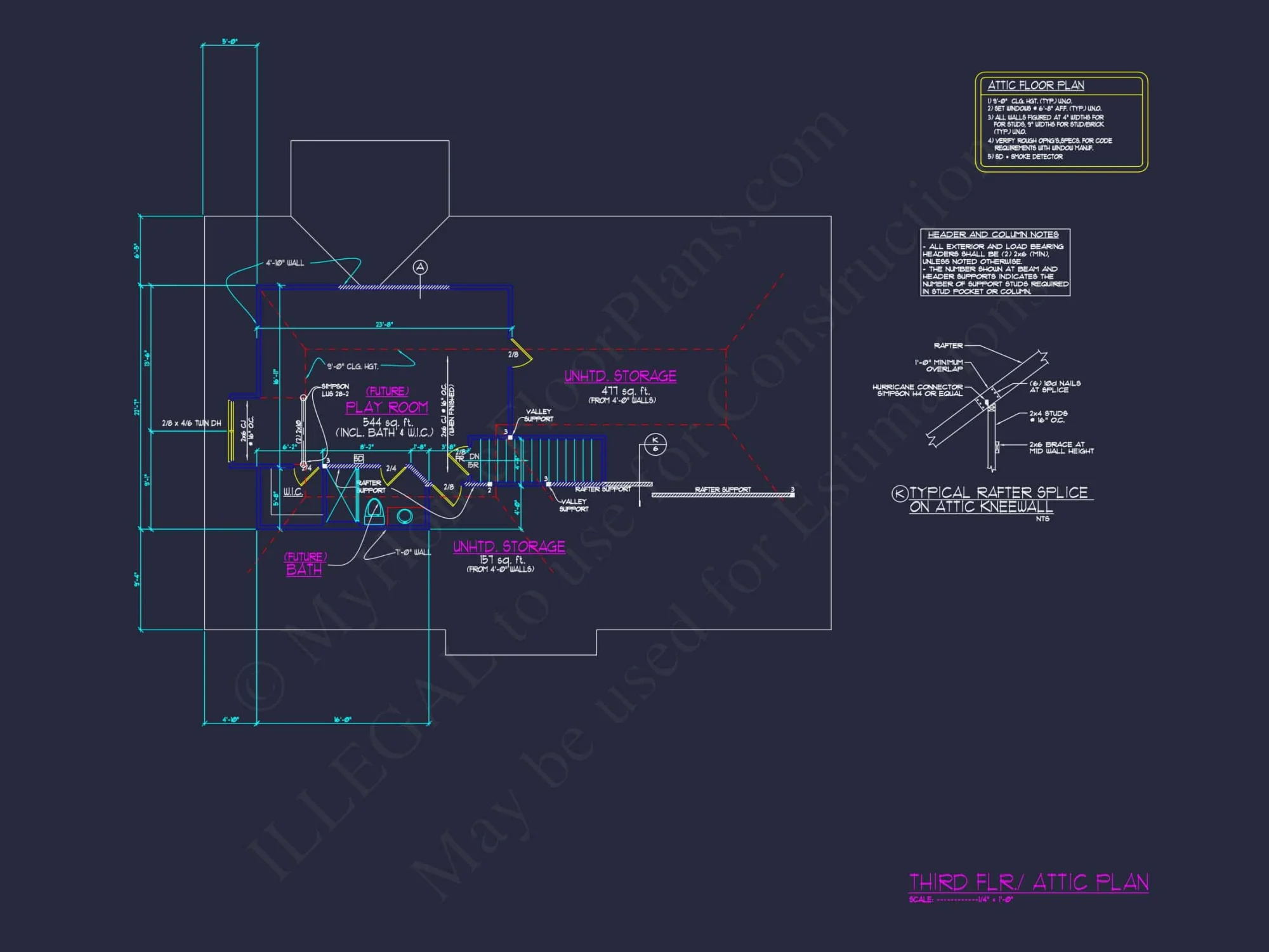 3.5-Story Colonial Farmhouse Blueprint