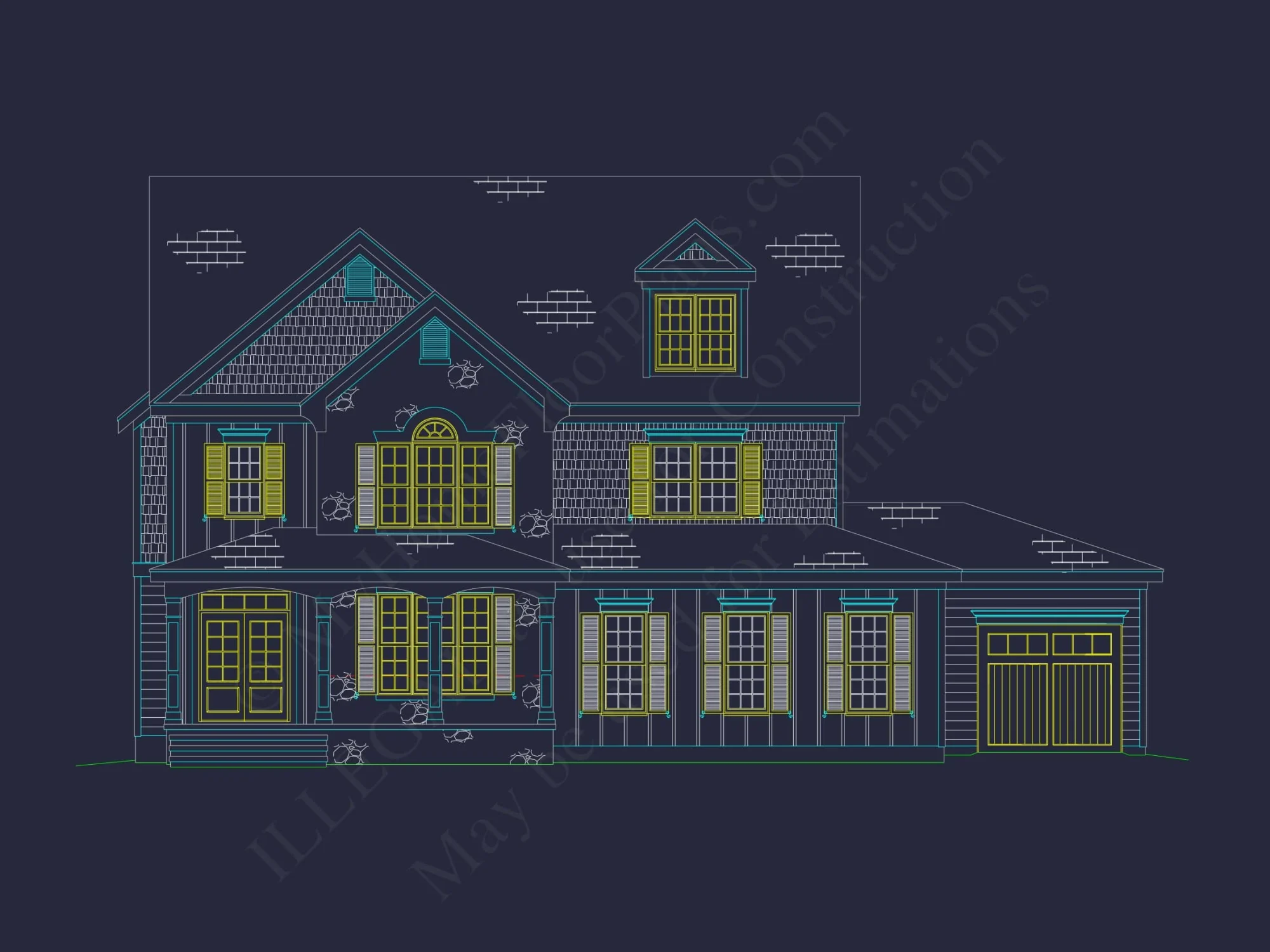Elegant house Plan with 3D CAD Blueprint and Craft Designs