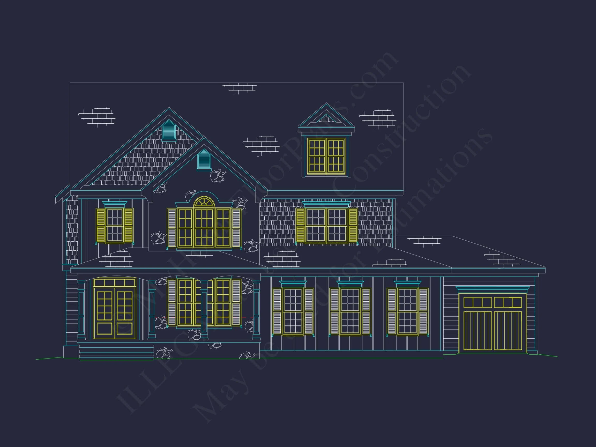 12-2789 HOUSE PLAN - 3-Story Craftsman House Plan - 4 Beds, 4.5 Baths, 3,112 Sq Ft + 3-Car Garage 3 Elegant house Plan with 3D CAD Blueprint and Craft Designs