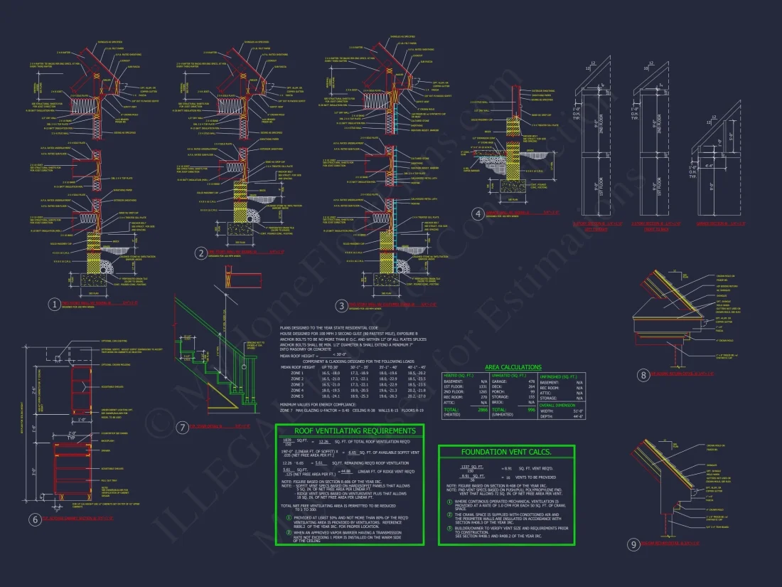 Traditional Colonial 3-Bedroom house Floor Plan & Blueprint