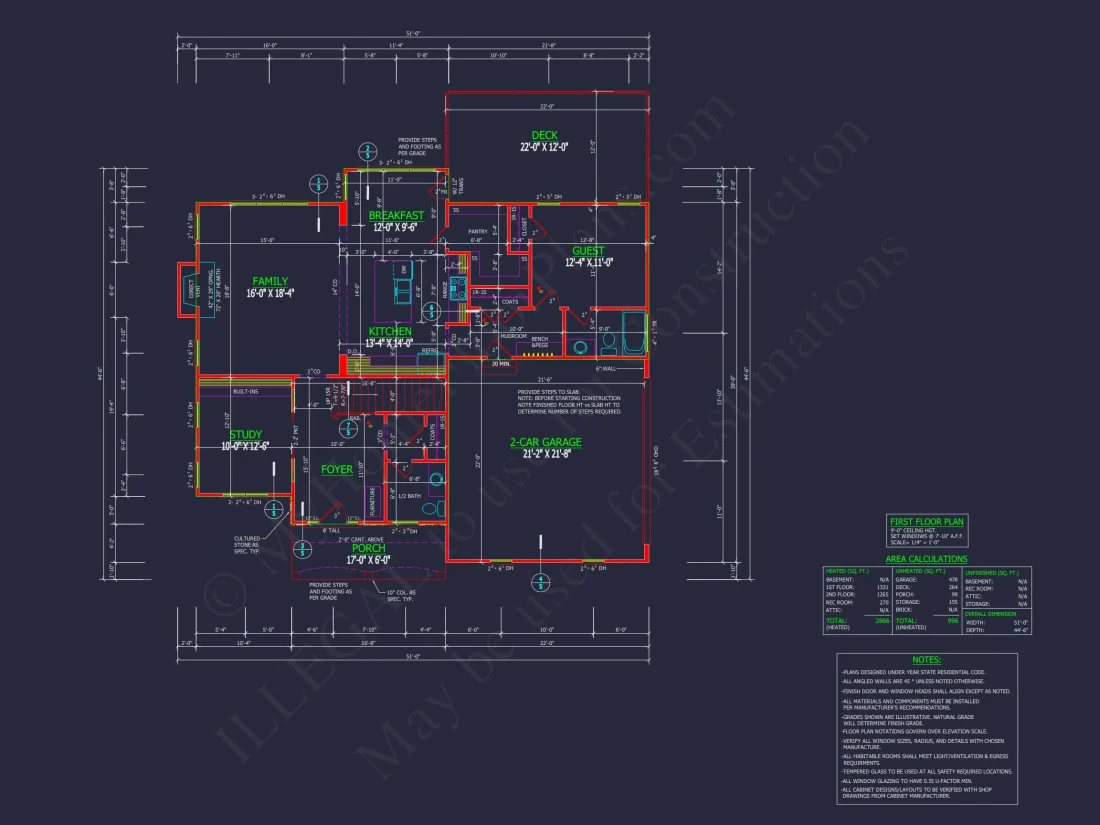 Traditional Colonial 3-Bedroom house Floor Plan & Blueprint