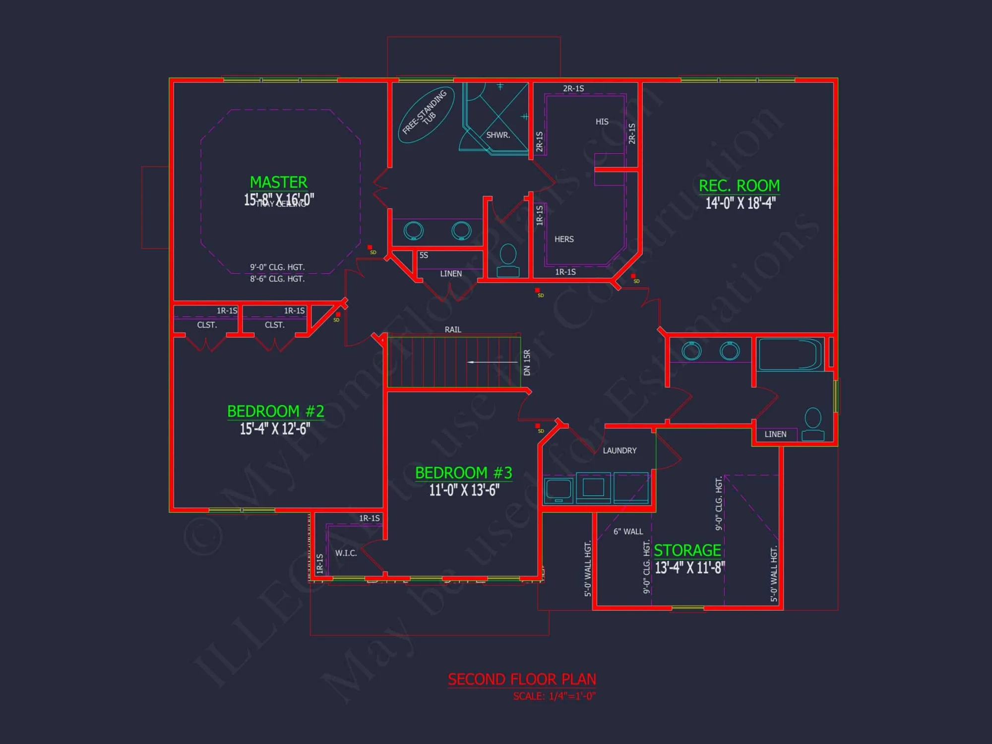 Traditional Colonial 3-Bedroom house Floor Plan & Blueprint