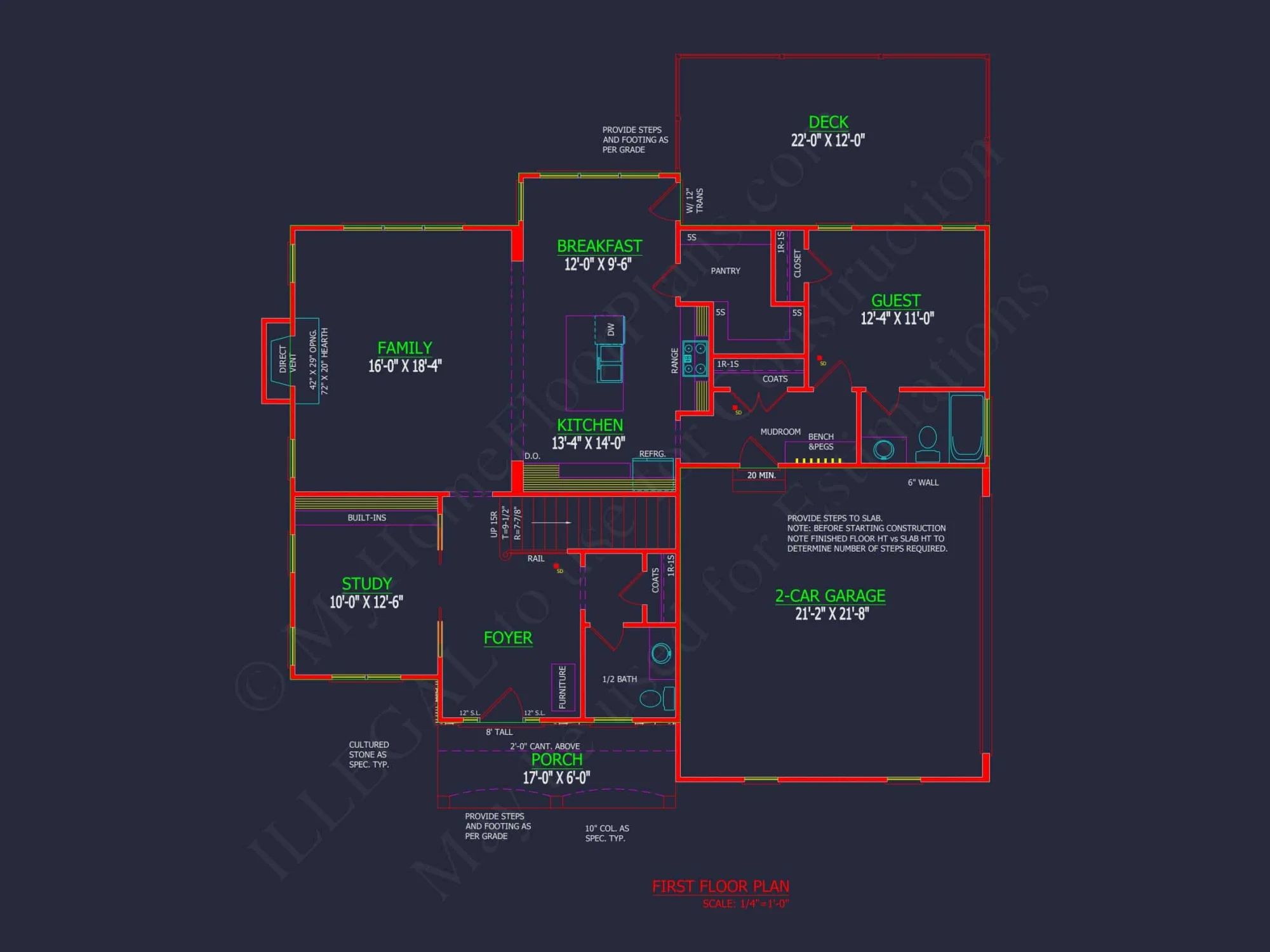 Traditional Colonial 3-Bedroom house Floor Plan & Blueprint
