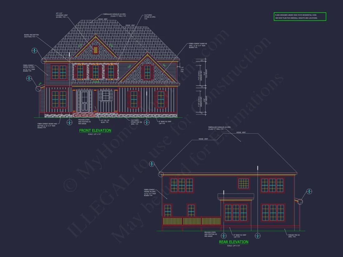Traditional Colonial 3-Bedroom house Floor Plan & Blueprint