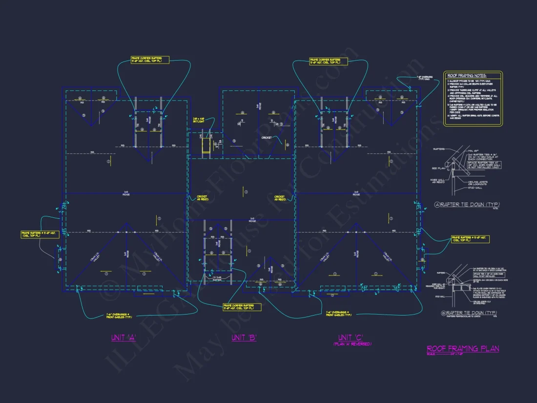 Efficient Multi-Family Triplex house Plan with CAD Designs
