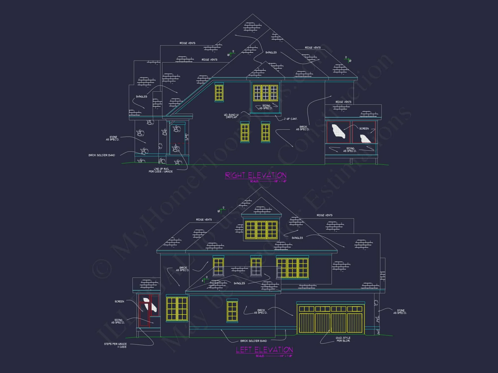 Elegant house Plan with 3 Floors, CAD Blueprints & Design