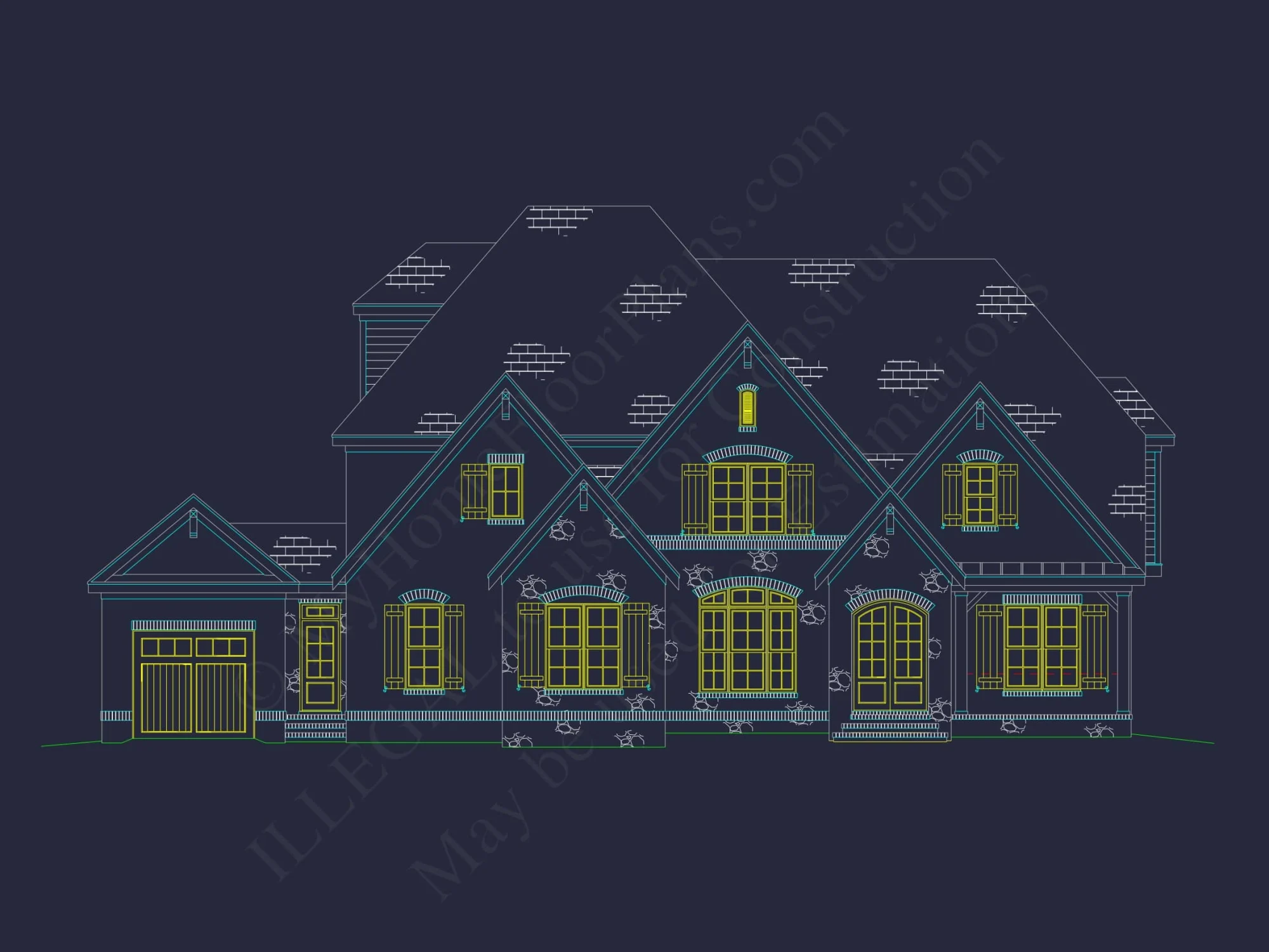 Elegant house Plan with 3 Floors, CAD Blueprints & Design