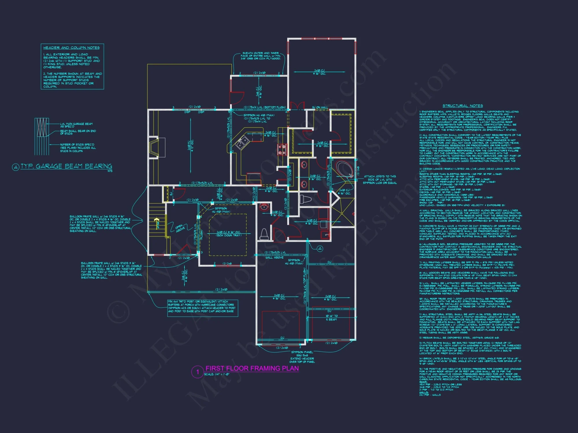 Craftsman house Blueprint with Open Floor Plan & Garage