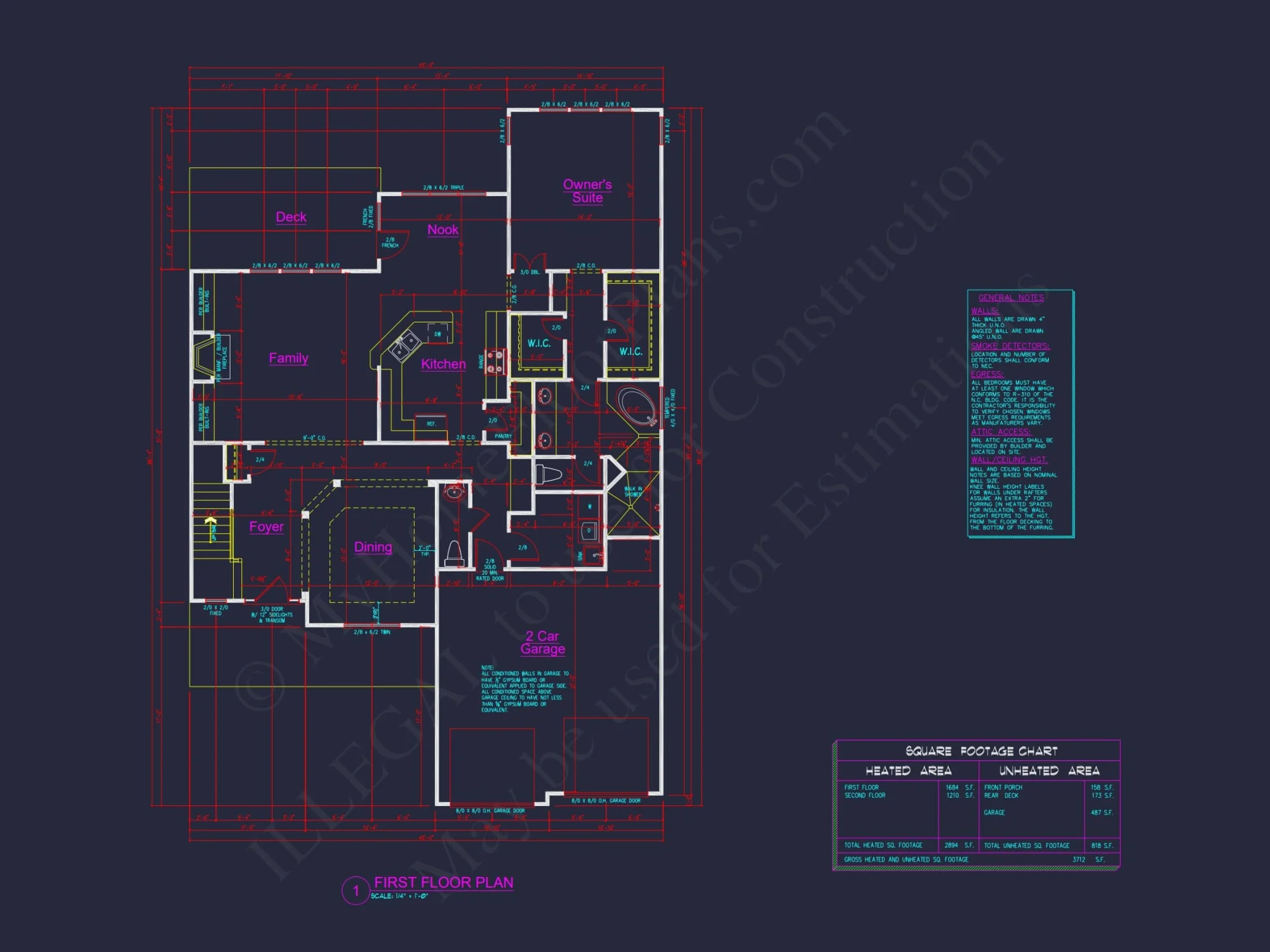 Craftsman house Blueprint with Open Floor Plan & Garage