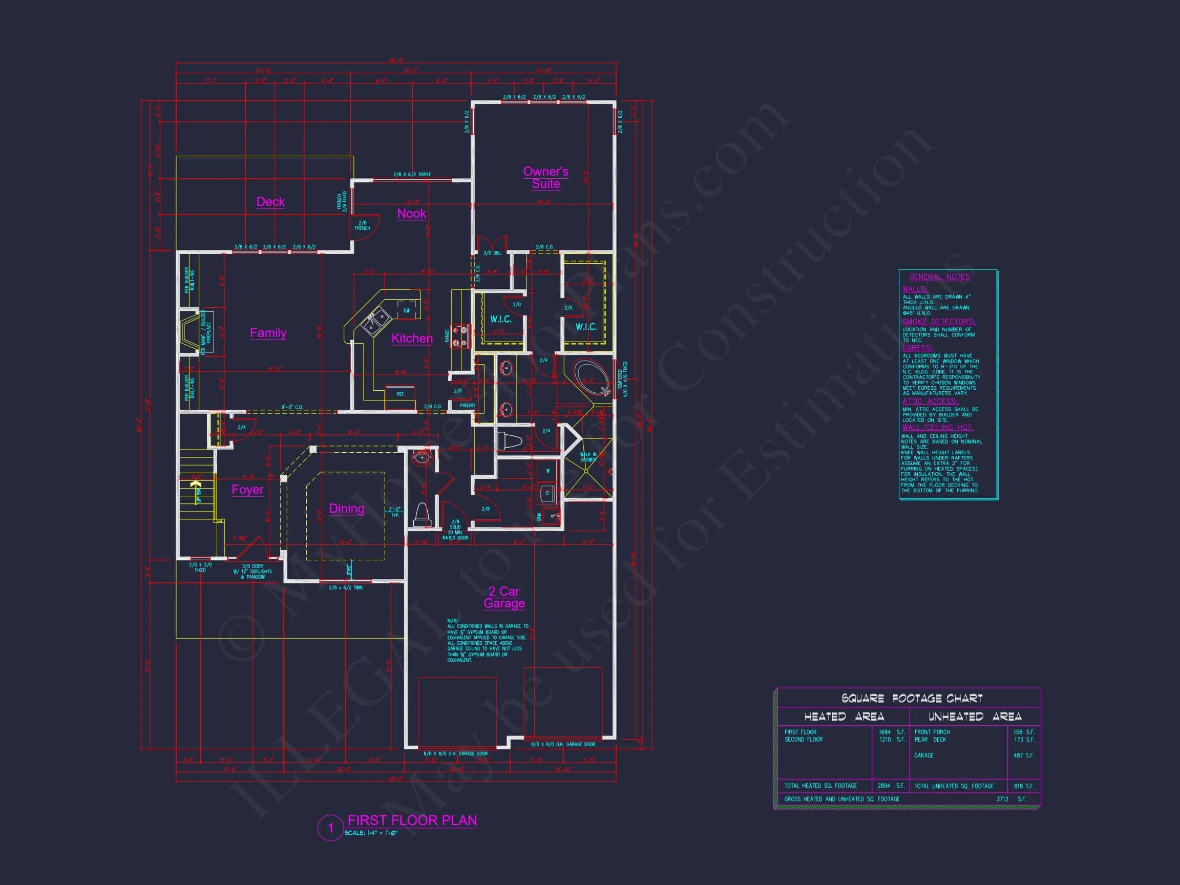 12-2281 HOUSE PLAN - Craftsman House Blueprint with Open Floor Plan & Garage 7 Craftsman house Blueprint with Open Floor Plan & Garage
