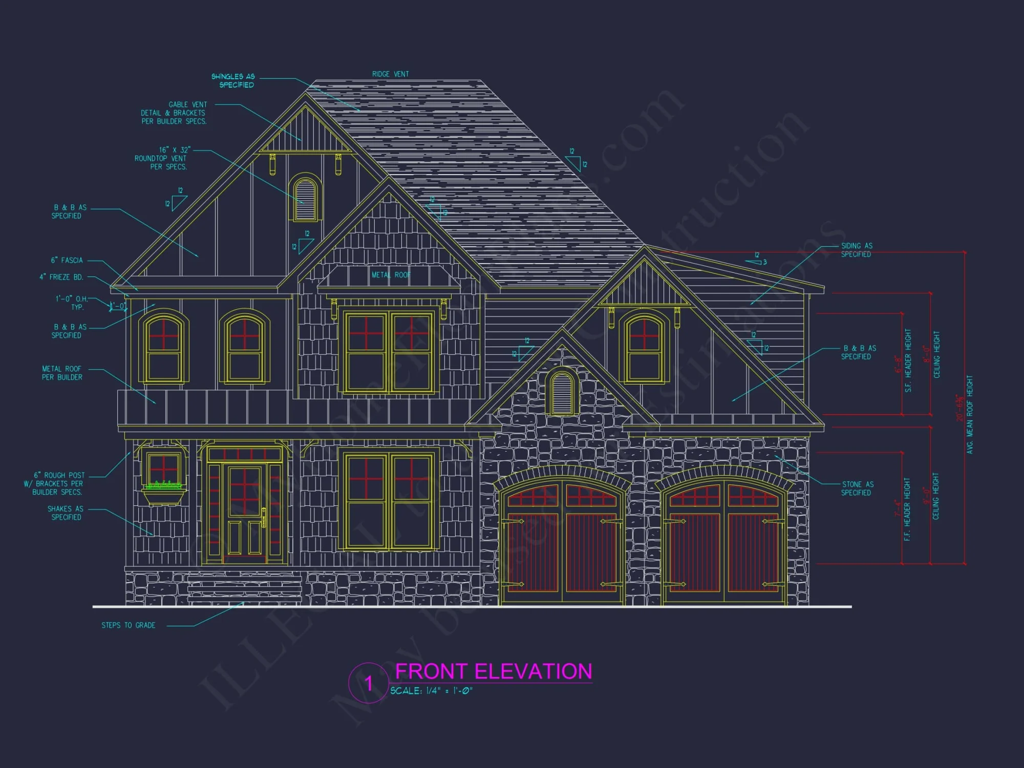 Craftsman house Blueprint with Open Floor Plan & Garage