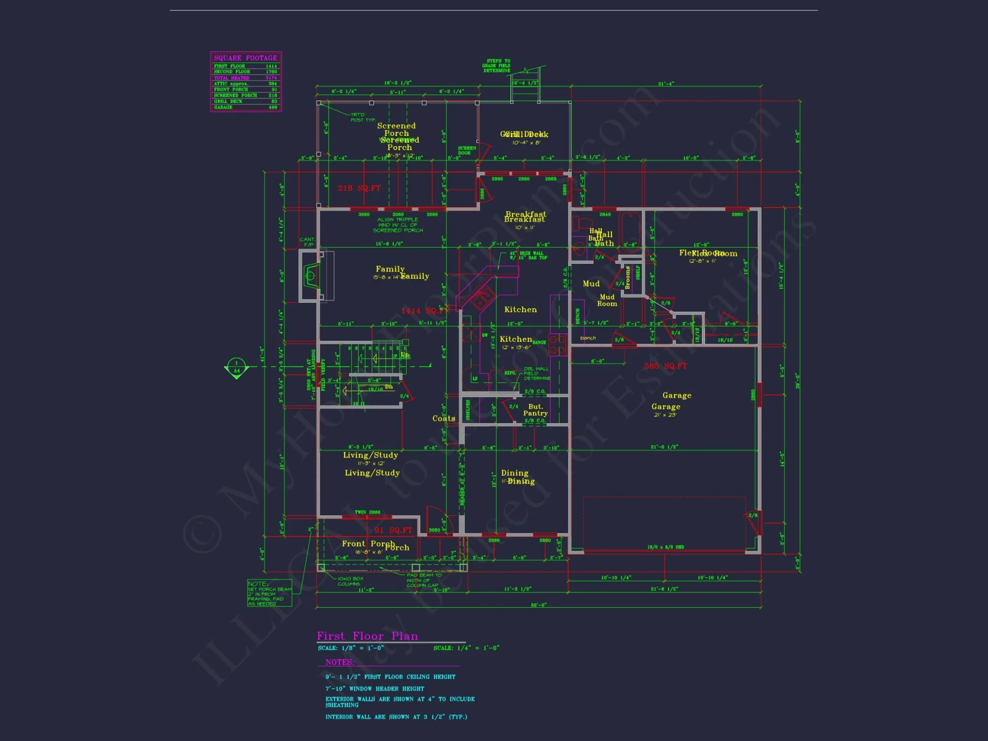 Elegant house Plan with 3174 SF, CAD Blueprint, and Designs