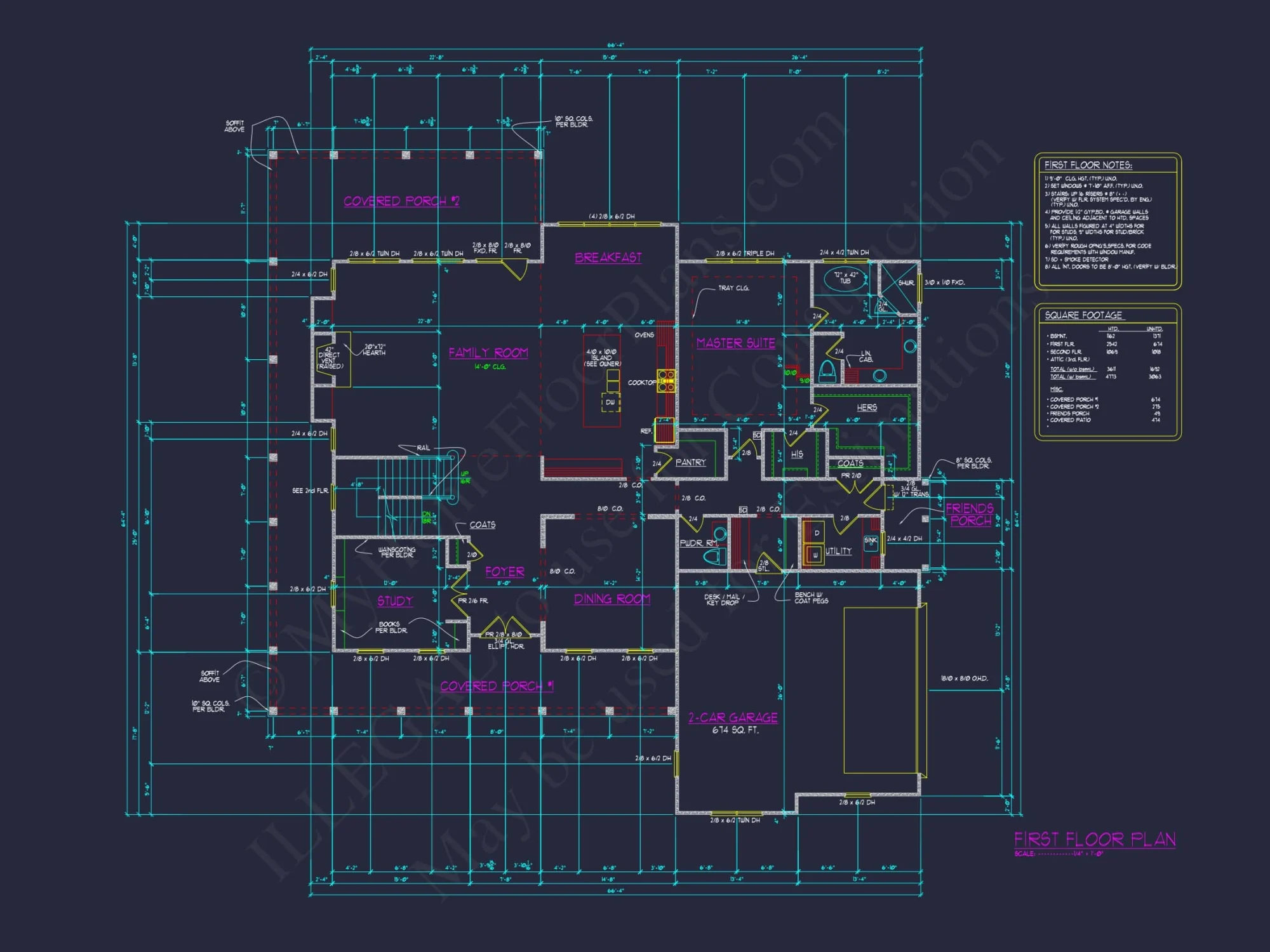 Classic house Blueprint with Colonial-Style Floor Plan Designs