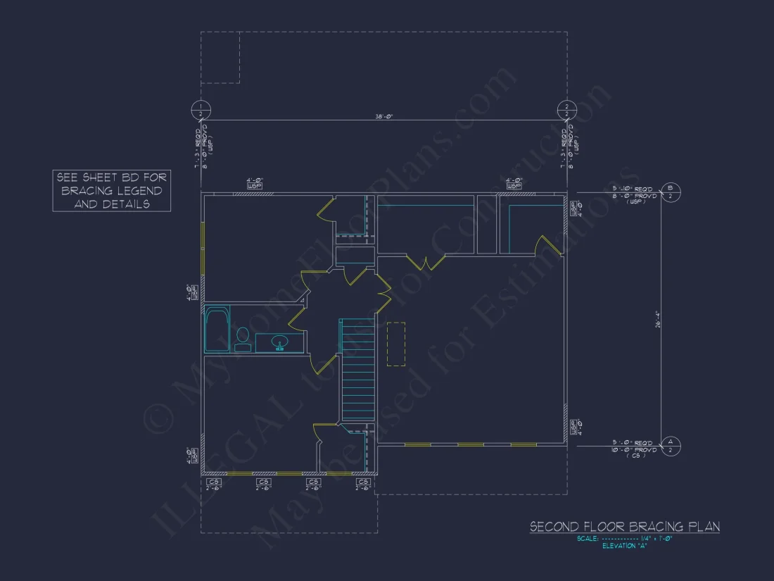 Colonial Revival house Plan with 2-Story Floor Plan Design