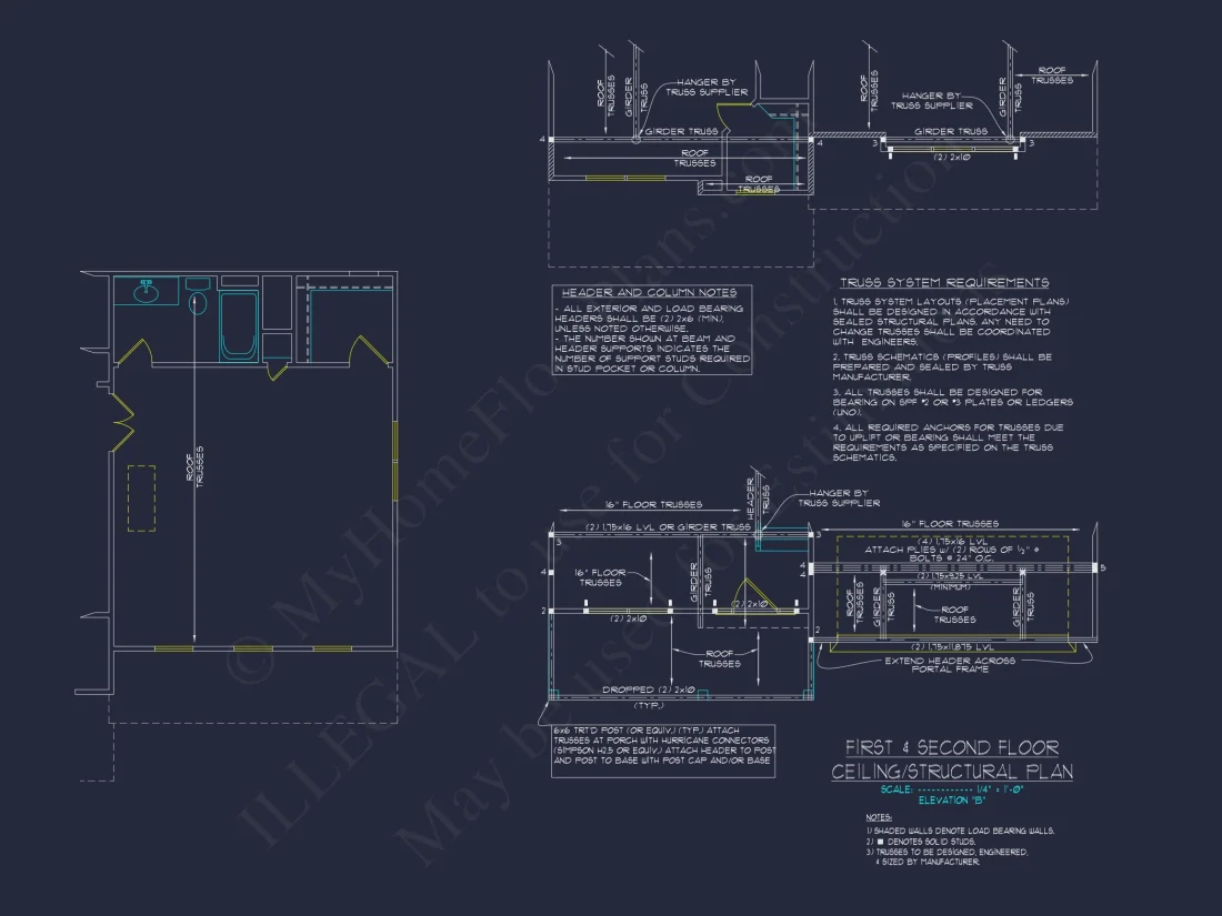 Colonial Revival house Plan with 2-Story Floor Plan Design