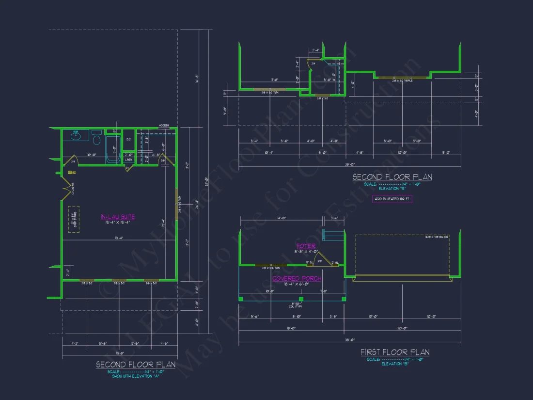 Colonial Revival house Plan with 2-Story Floor Plan Design
