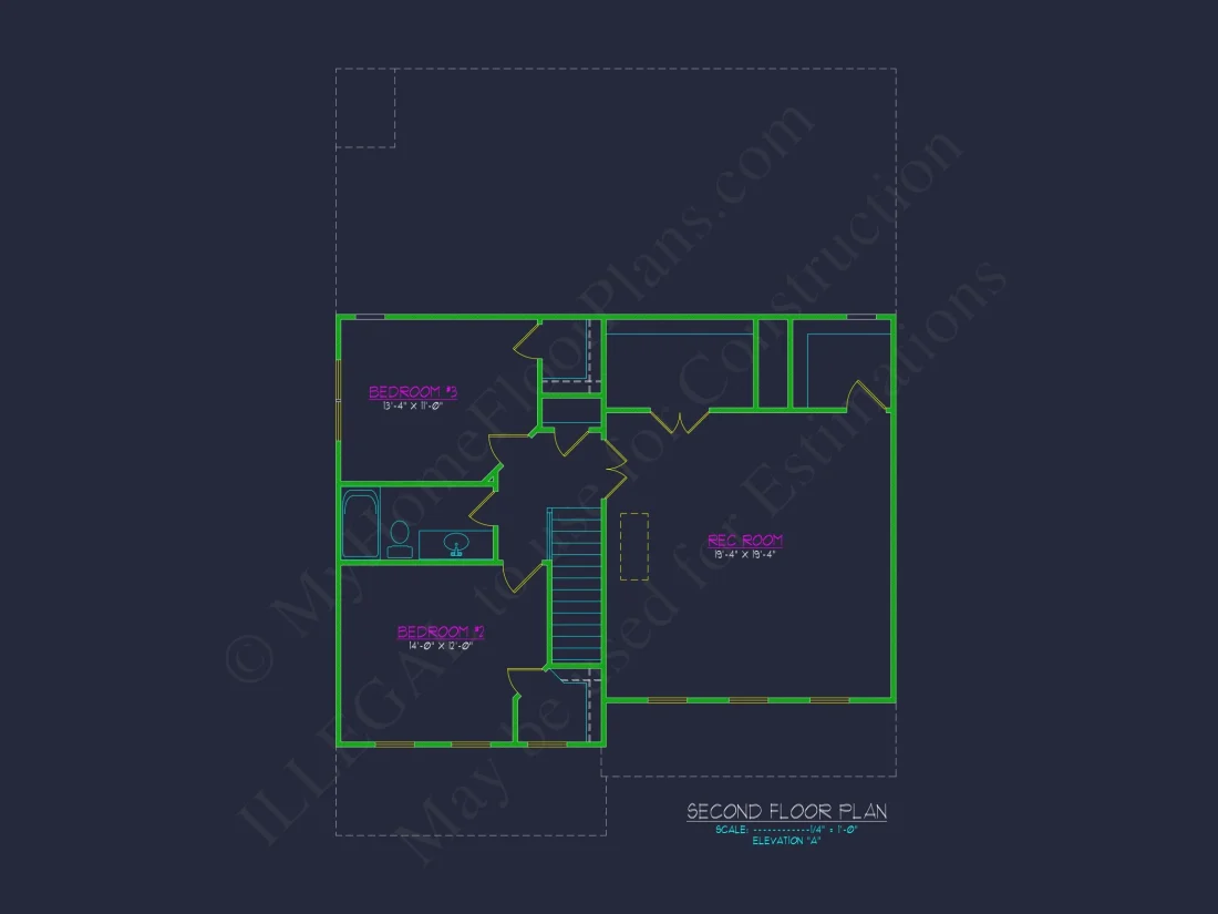 Colonial Revival house Plan with 2-Story Floor Plan Design