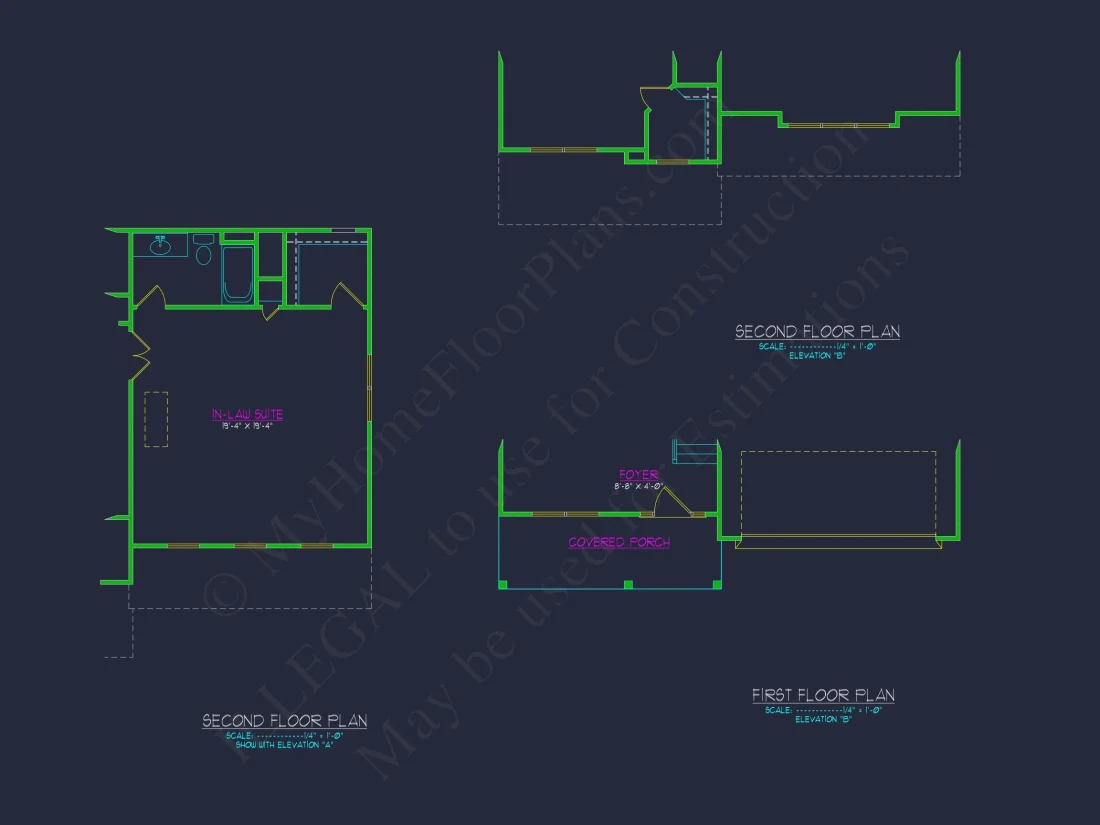 Colonial Revival house Plan with 2-Story Floor Plan Design