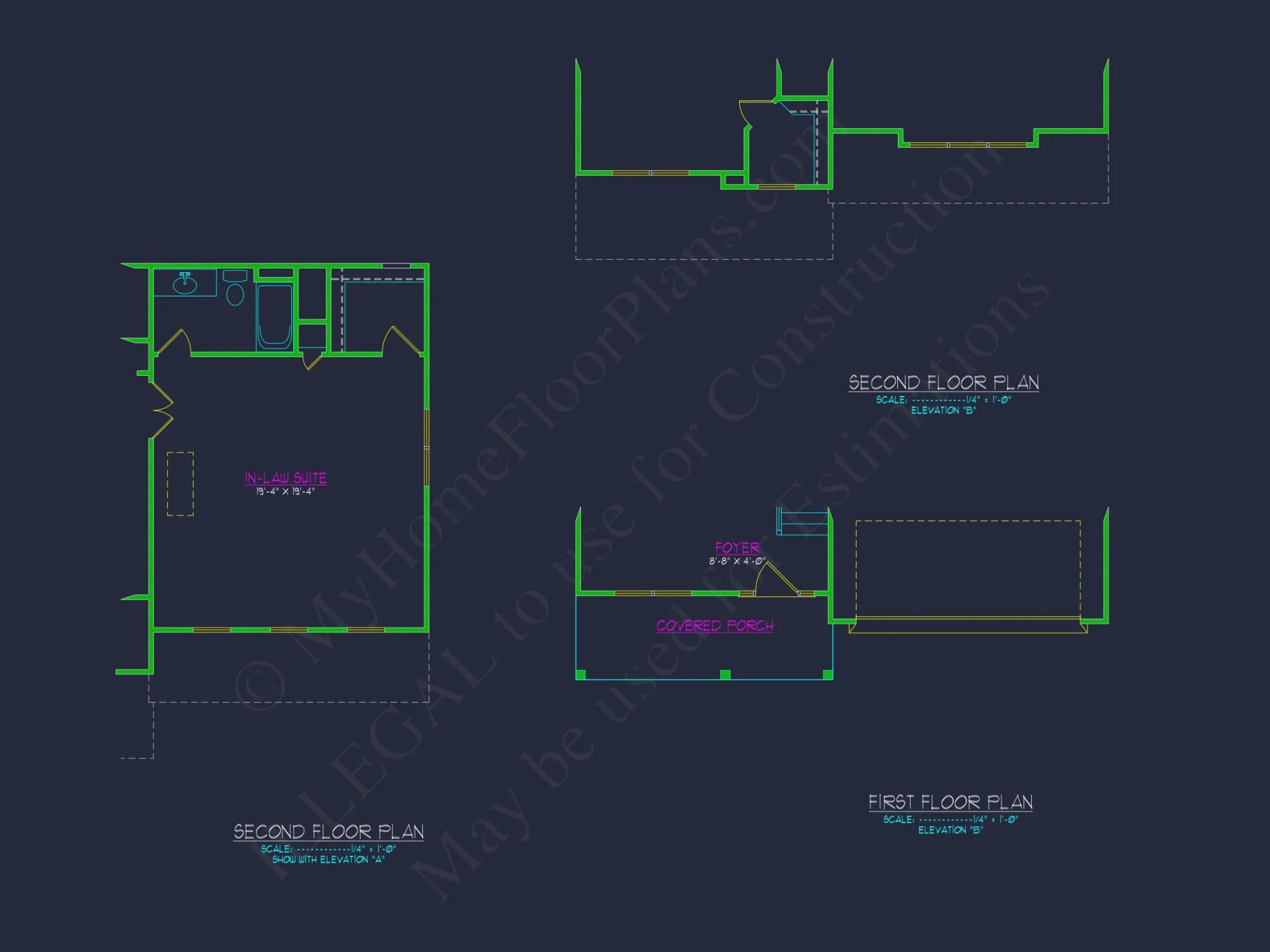 Colonial Revival house Plan With 2-Story Floor Plan Design