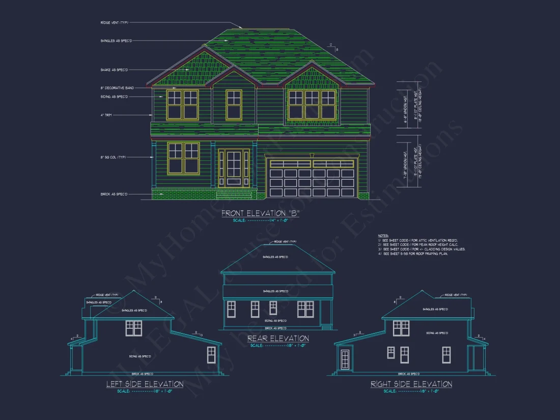 Colonial Revival house Plan with 2-Story Floor Plan Design