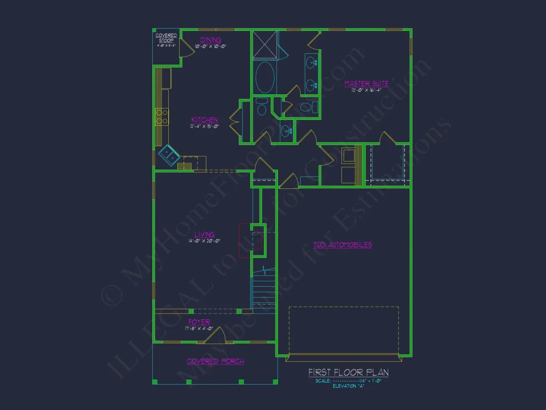 Colonial Revival house Plan with 2-Story Floor Plan Design