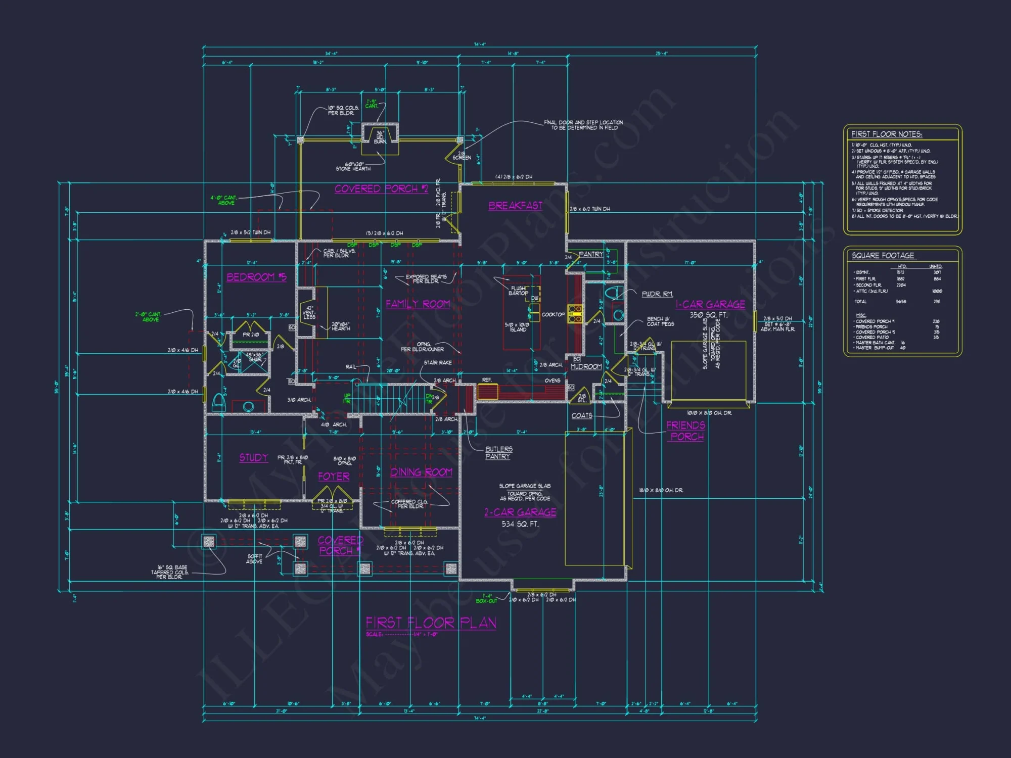Luxury house Plan with 3 Floors, CAD Blueprints & Modern Design