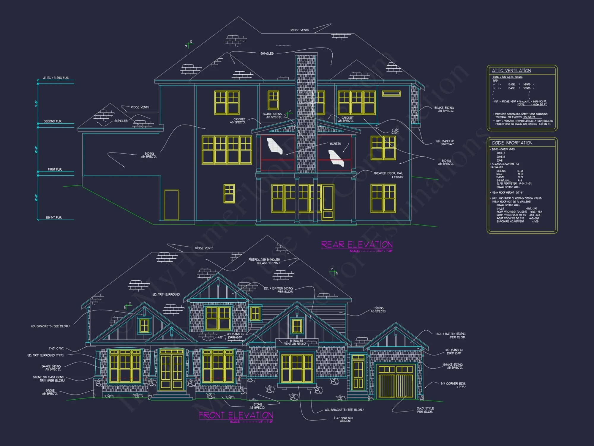 Luxury house Plan with 3 Floors, CAD Blueprints & Modern Design