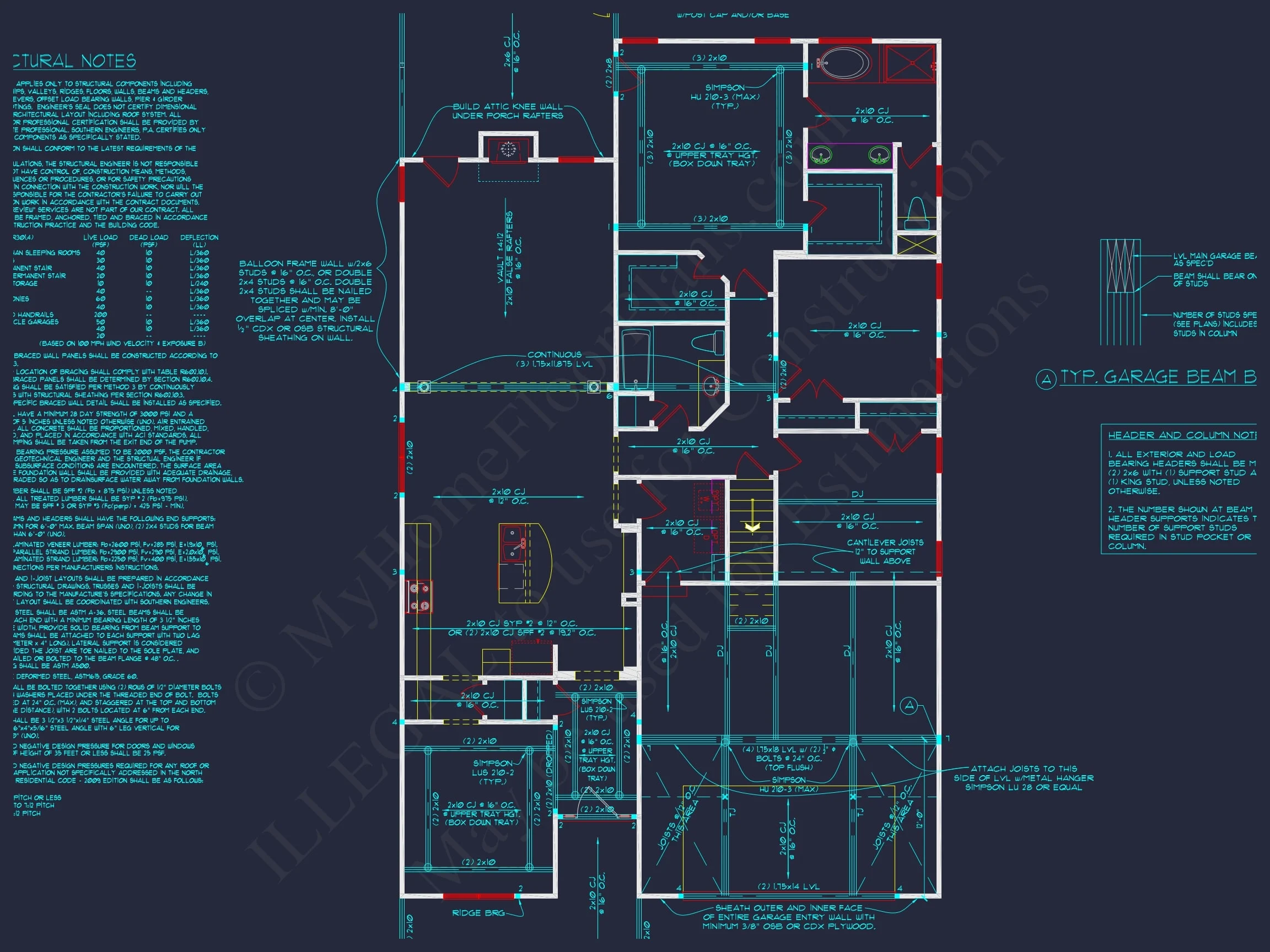 Traditional house Plan with CAD Designs, Fireplace & Porches