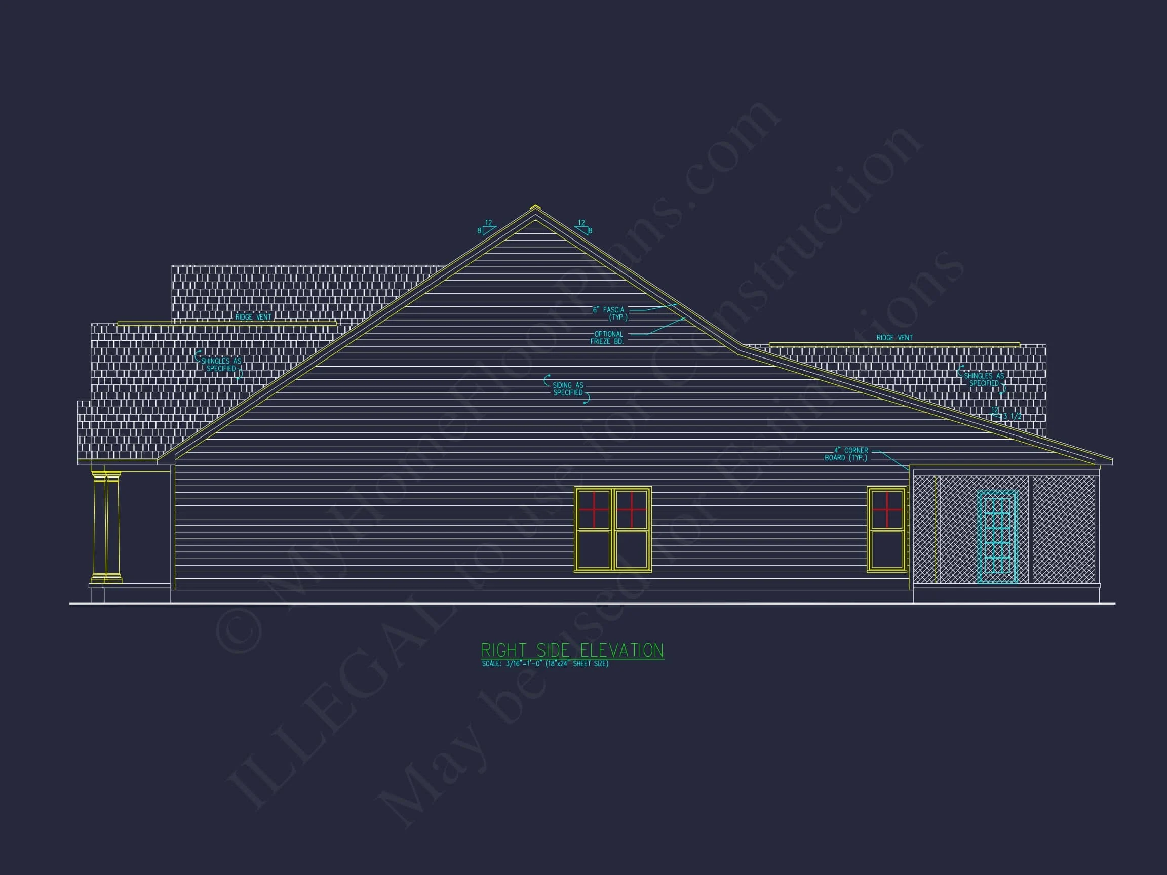 Traditional house Plan with CAD Designs, Fireplace & Porches