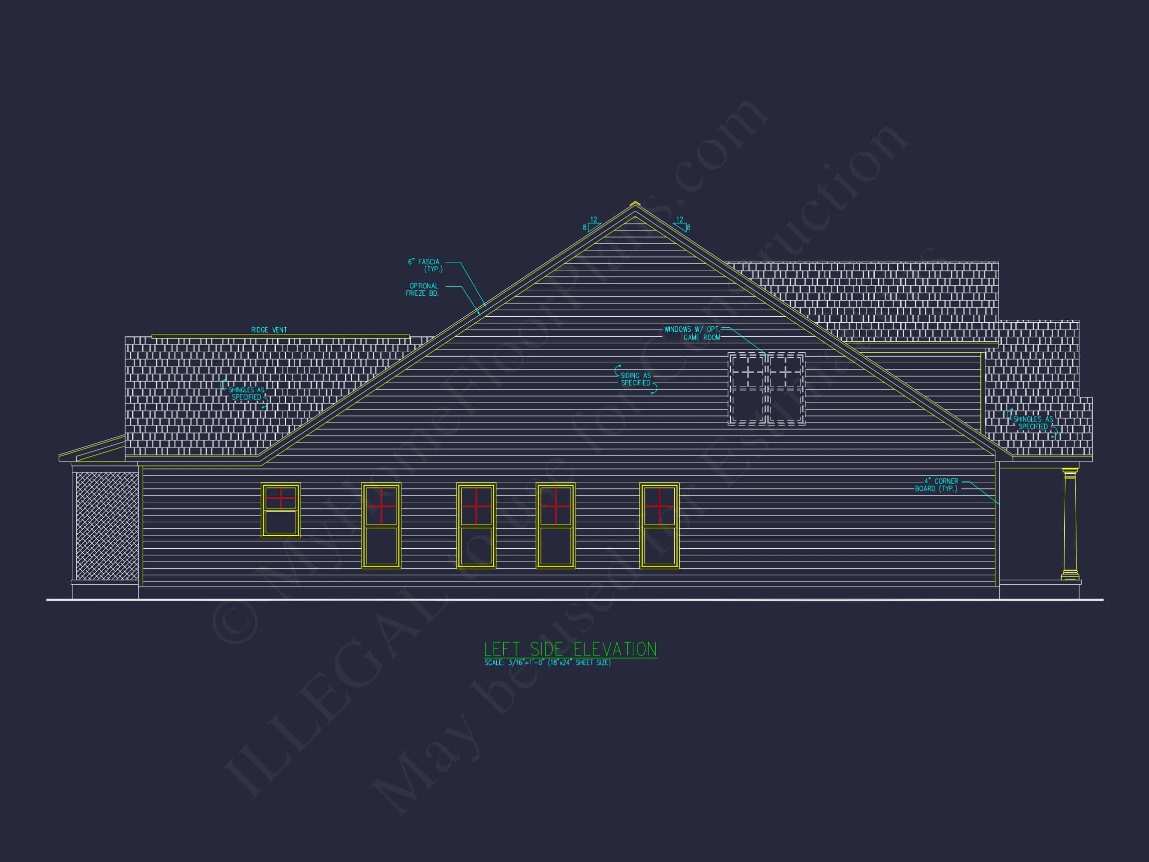 Traditional house Plan with CAD Designs, Fireplace & Porches