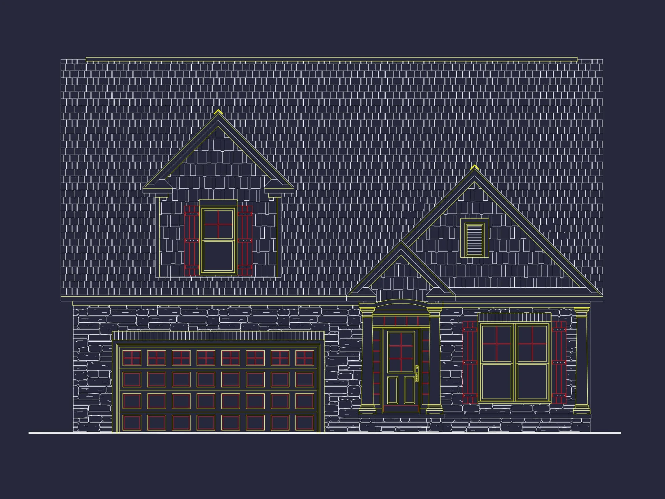 Traditional house Plan with CAD Designs, Fireplace & Porches