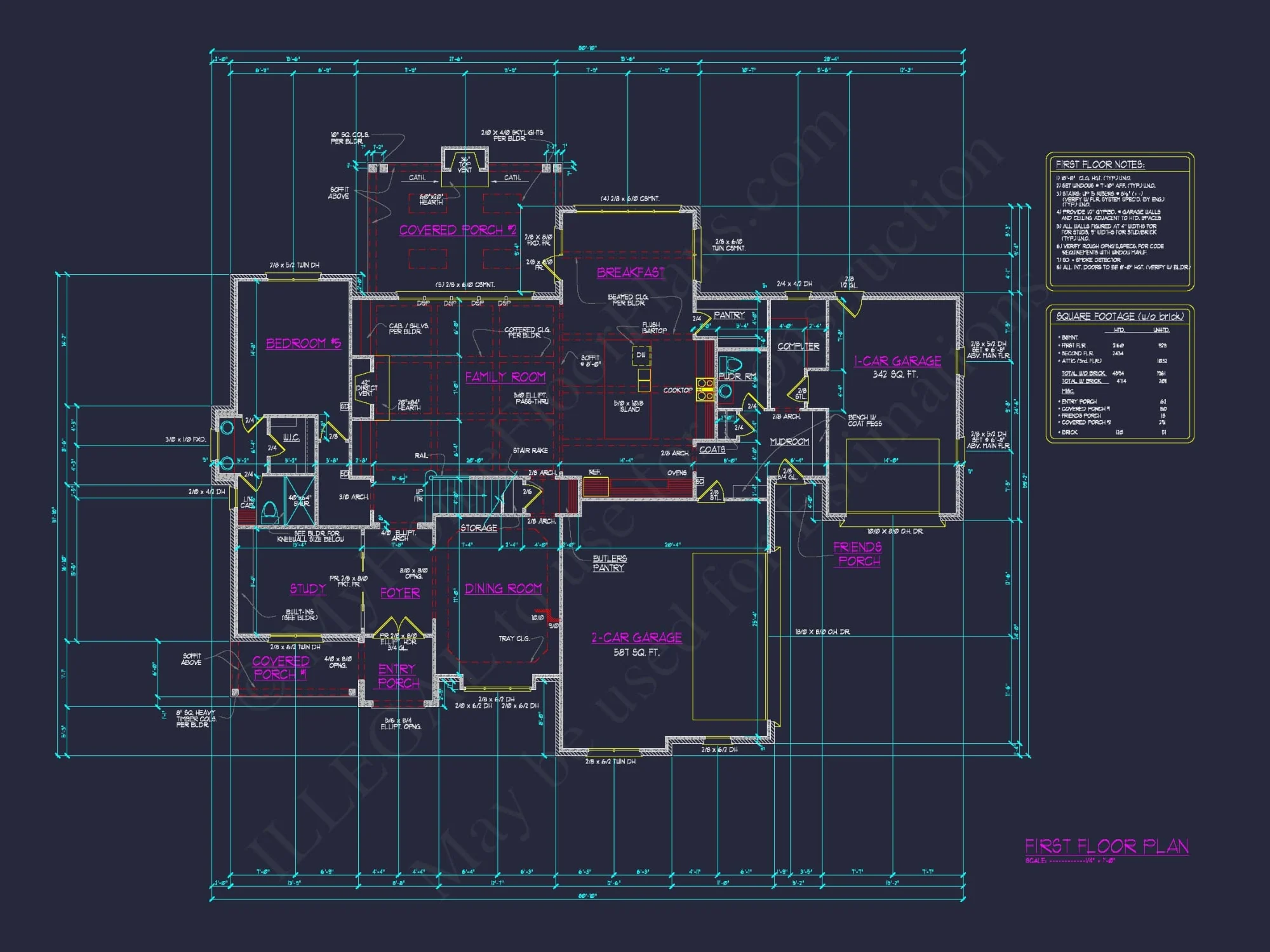 Luxury house Floor Plan with 5 Bedrooms and CAD Designs