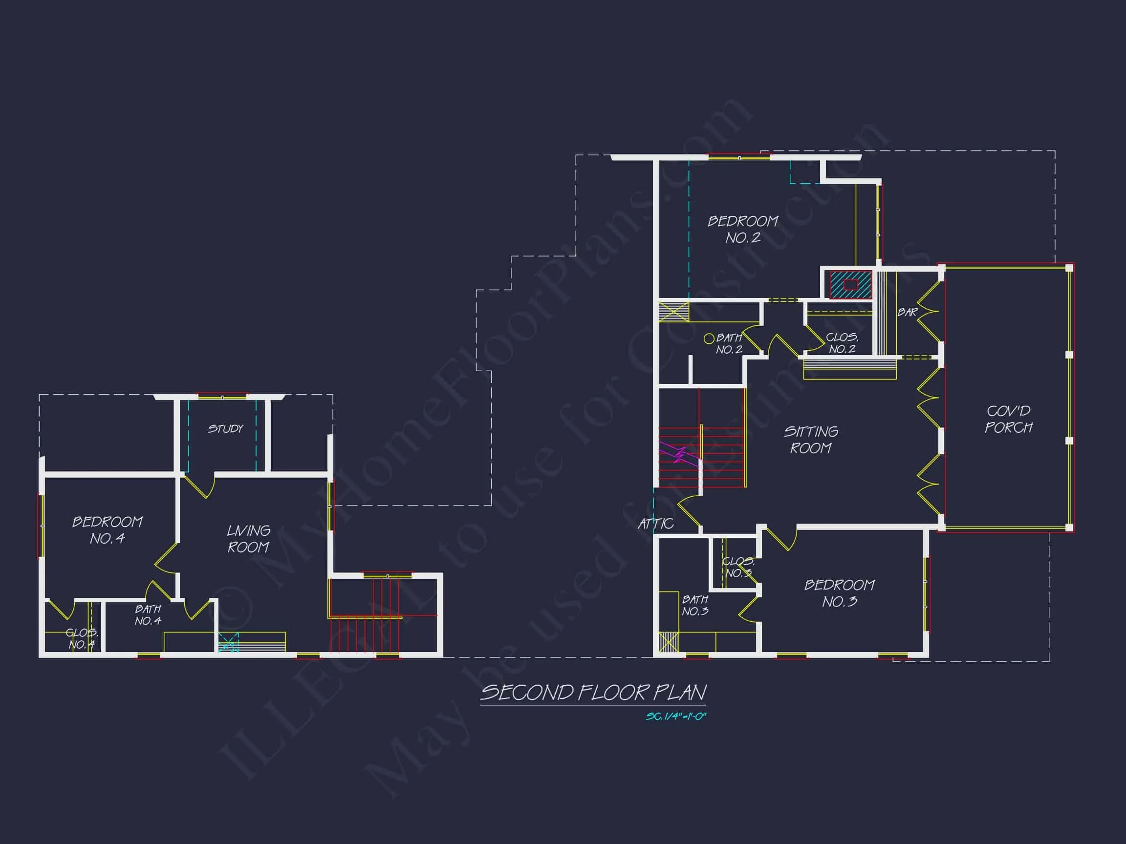 11-1592 HOUSE PLAN - 4-Bed, 5.5-Bath, 5013 SF Southern Colonial House Plan 9 Stunning 2-Story house Plan with Detailed CAD Blueprint Designs