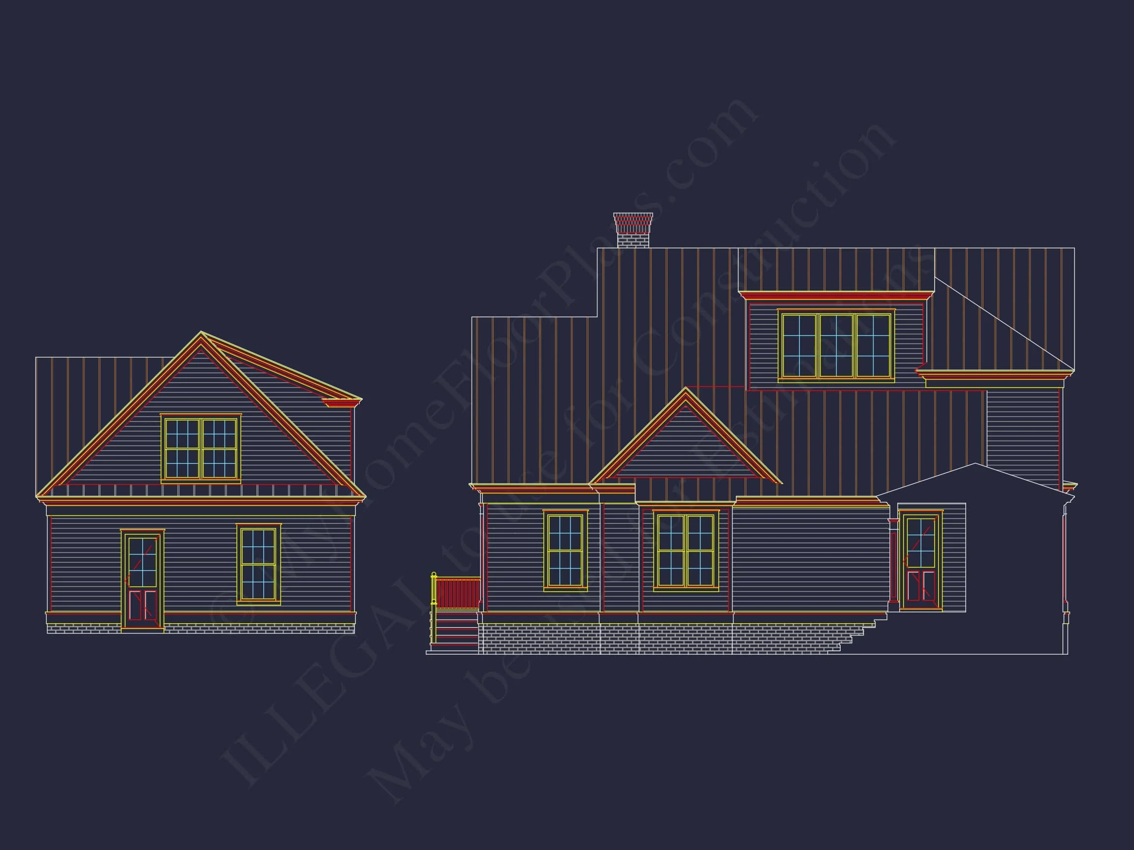 11-1592 HOUSE PLAN - 4-Bed, 5.5-Bath, 5013 SF Southern Colonial House Plan 6 Stunning 2-Story house Plan with Detailed CAD Blueprint Designs