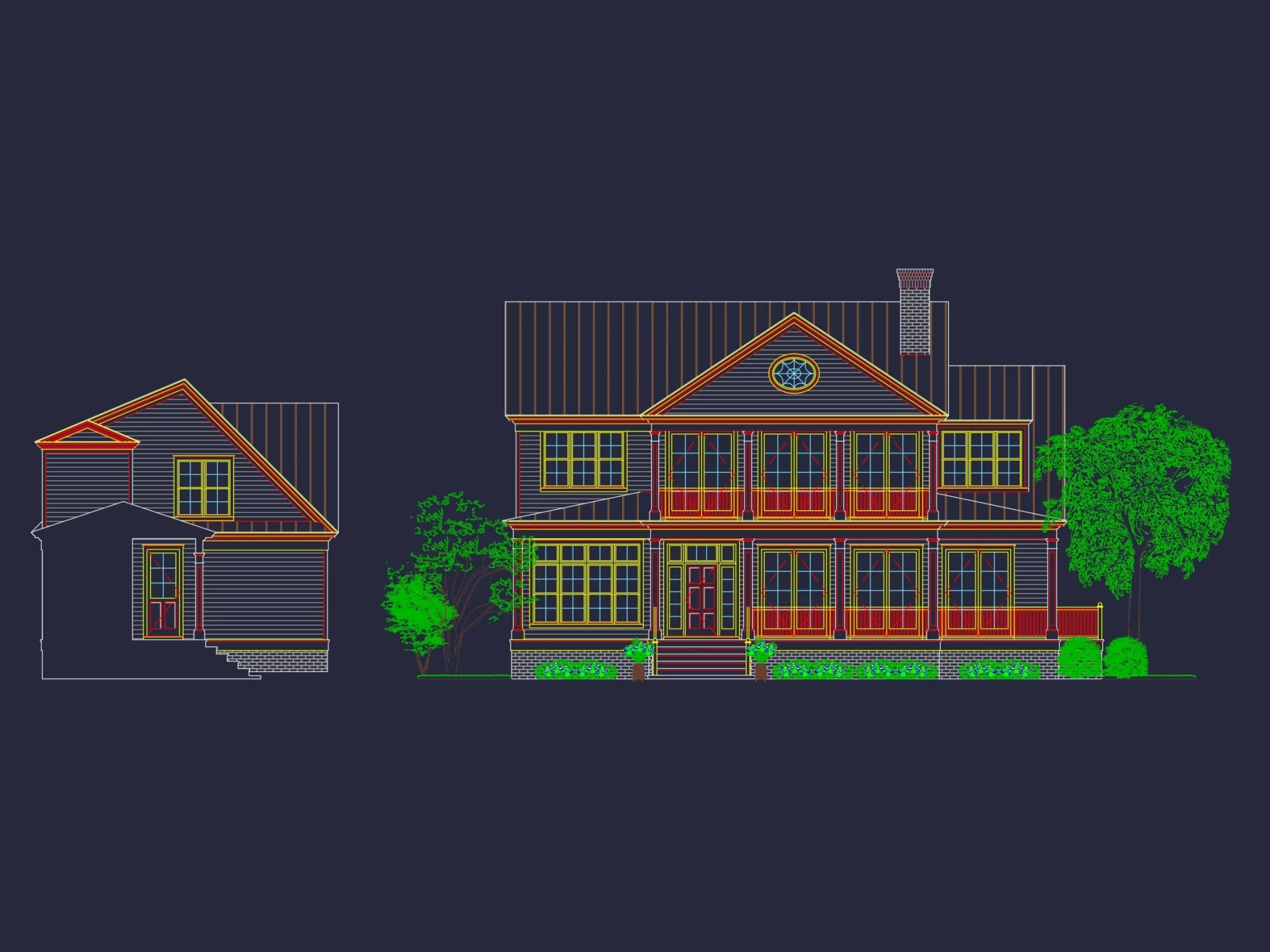 Stunning 2-Story house Plan with Detailed CAD Blueprint Designs