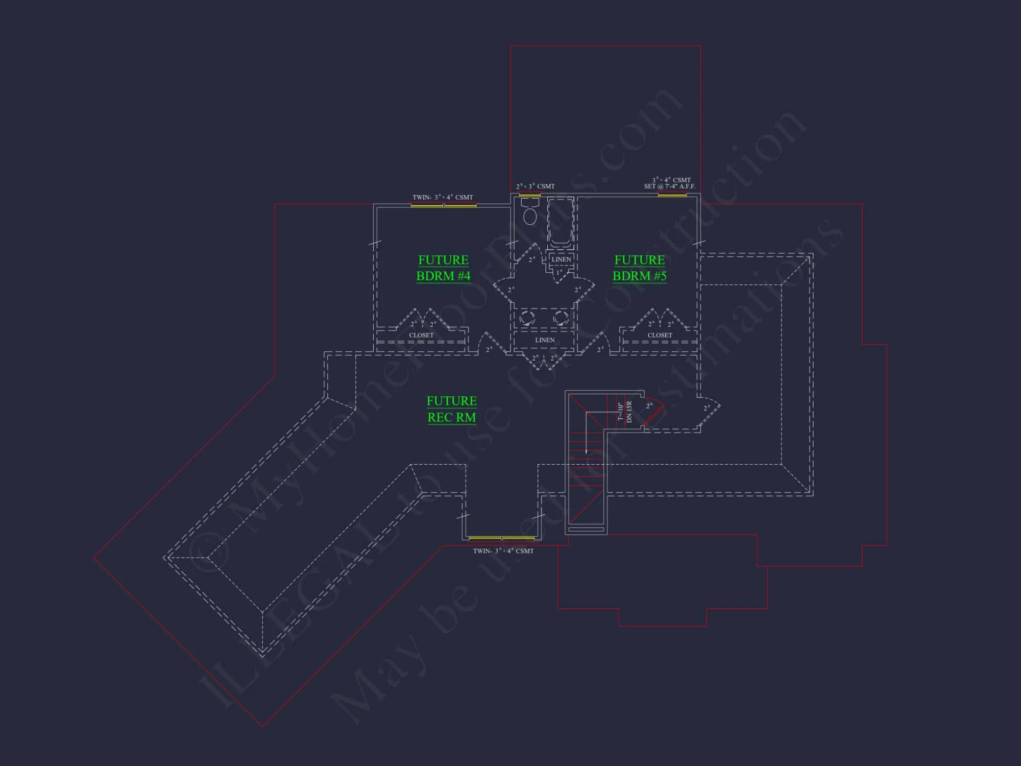 Spacious 5-Bedroom house Plan with Modern Floor Design & CAD Blueprint