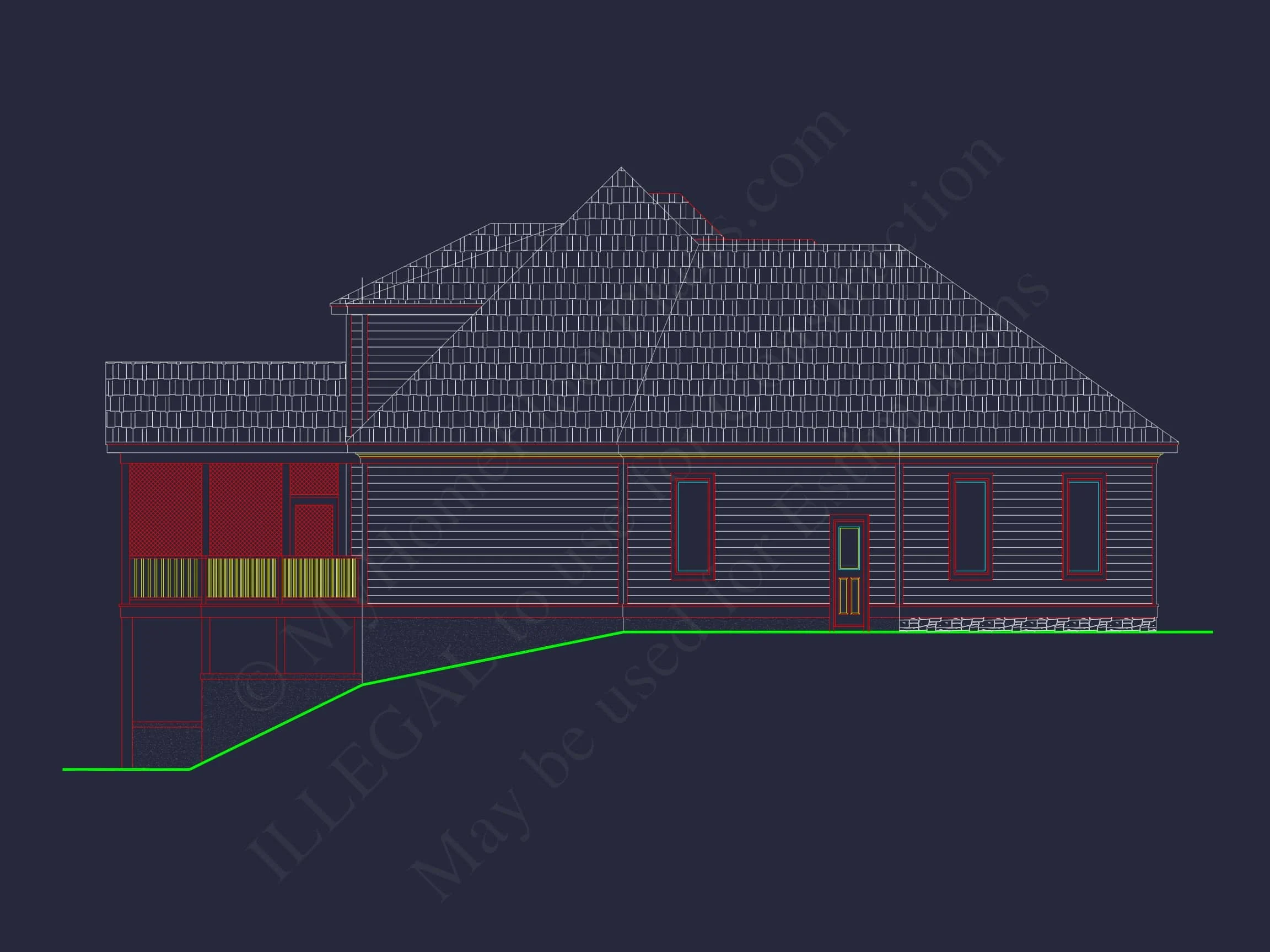 Spacious 5-Bedroom house Plan with Modern Floor Design & CAD Blueprint