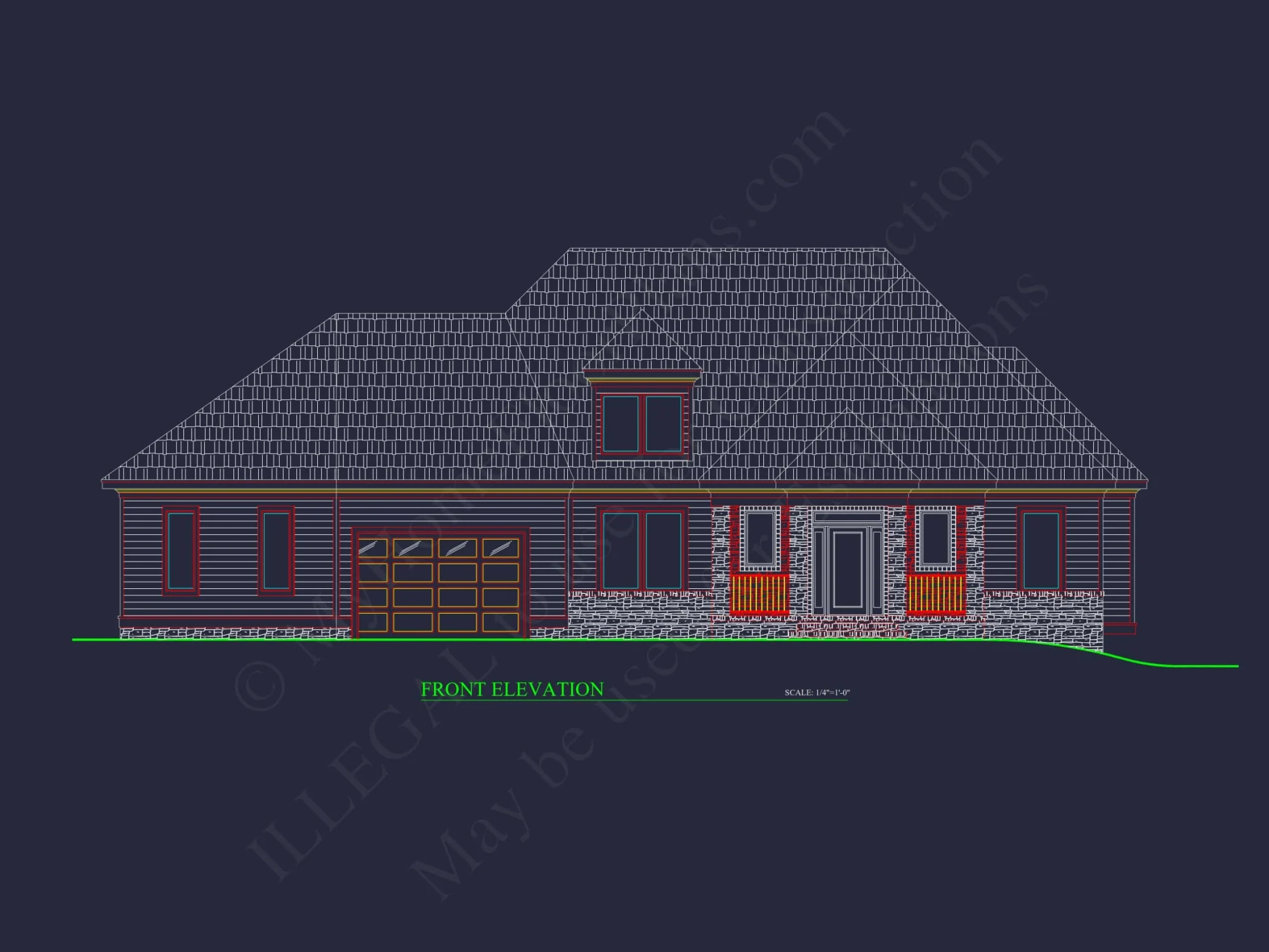 Spacious 5-Bedroom house Plan with Modern Floor Design & CAD Blueprint