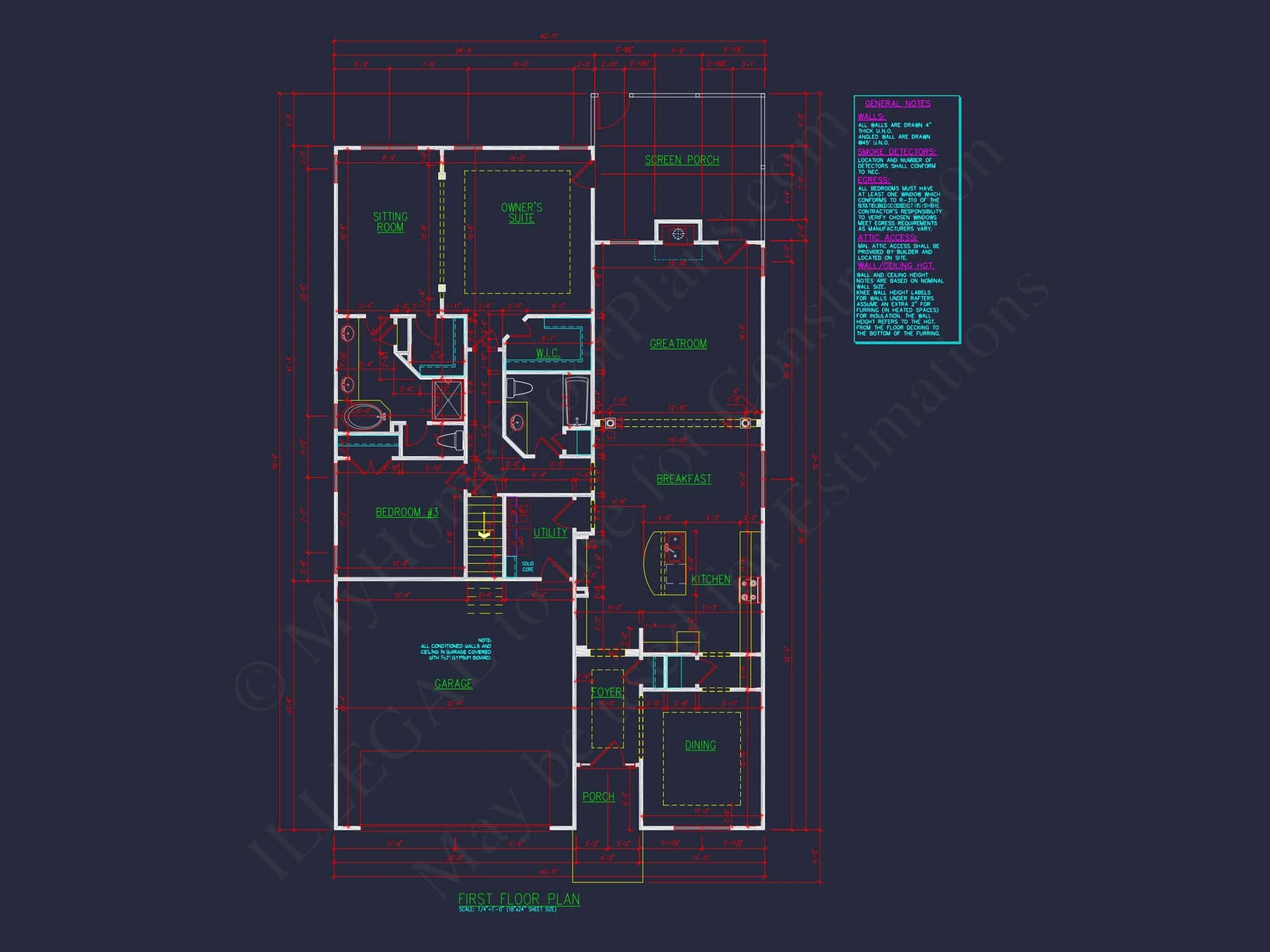 11-1493 HOUSE PLAN - 3-Bed, 2-Bath, 1940 SF Craftsman House Plan 10 Customizable house Plan with Spacious Floor Layout, CAD-Ready Designs