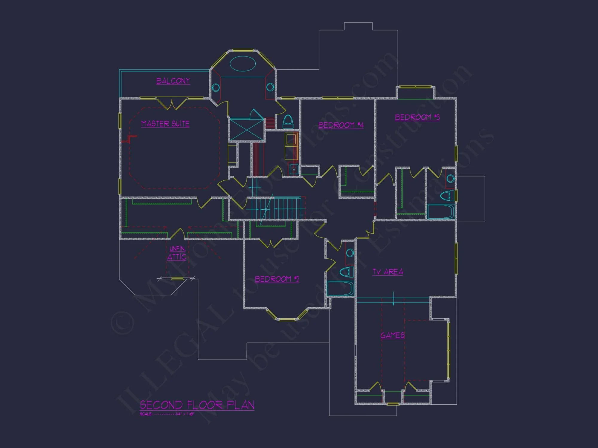 Modern Suburban Floor Plan with Detailed CAD Designs