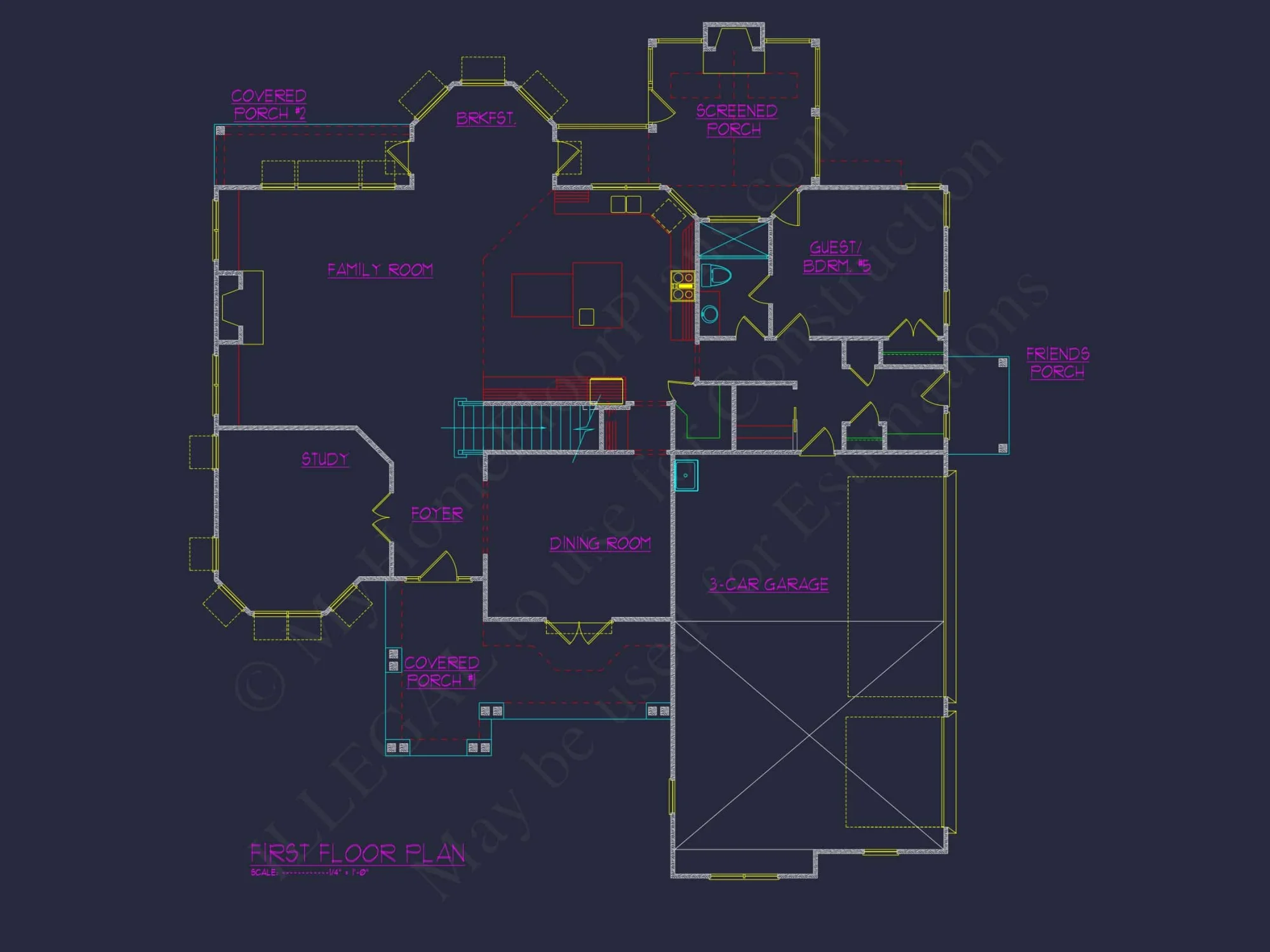 Modern Suburban Floor Plan with Detailed CAD Designs