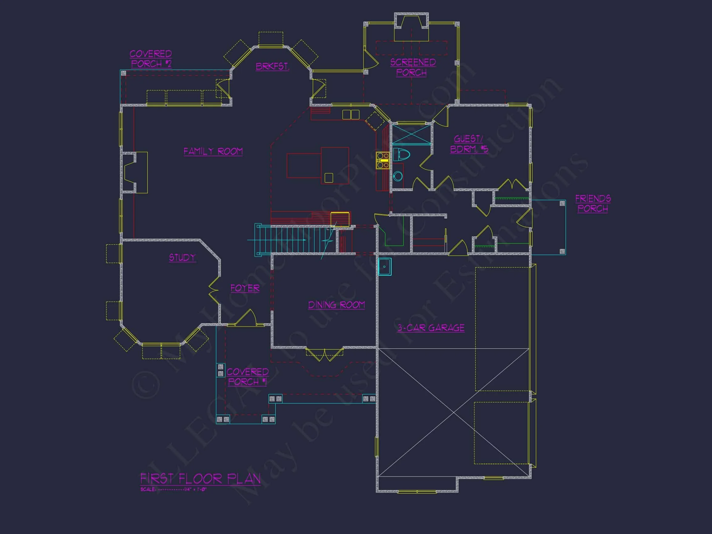 11-1322 HOUSE PLAN - Modern Suburban Floor Plan with Detailed CAD Designs 4 Modern Suburban Floor Plan with Detailed CAD Designs