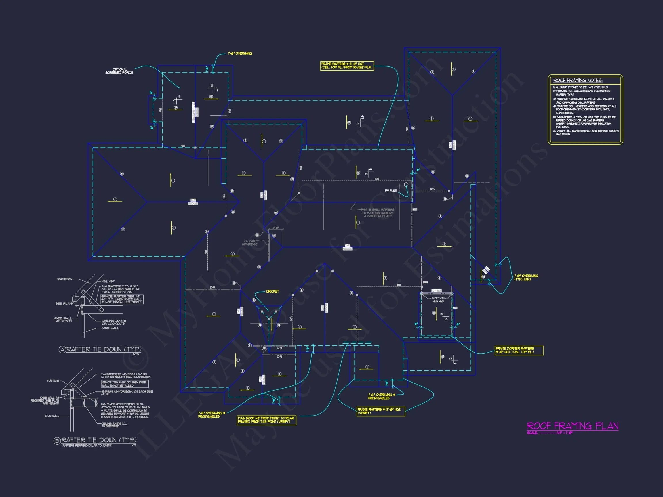11-1234 HOUSE PLAN - Modern Farmhouse Home Plan - 4-Bed, 5-Bath, 4,416 SF 16 Elegant house Plan with Spacious Floor Plan, Blueprint, and CAD Designs