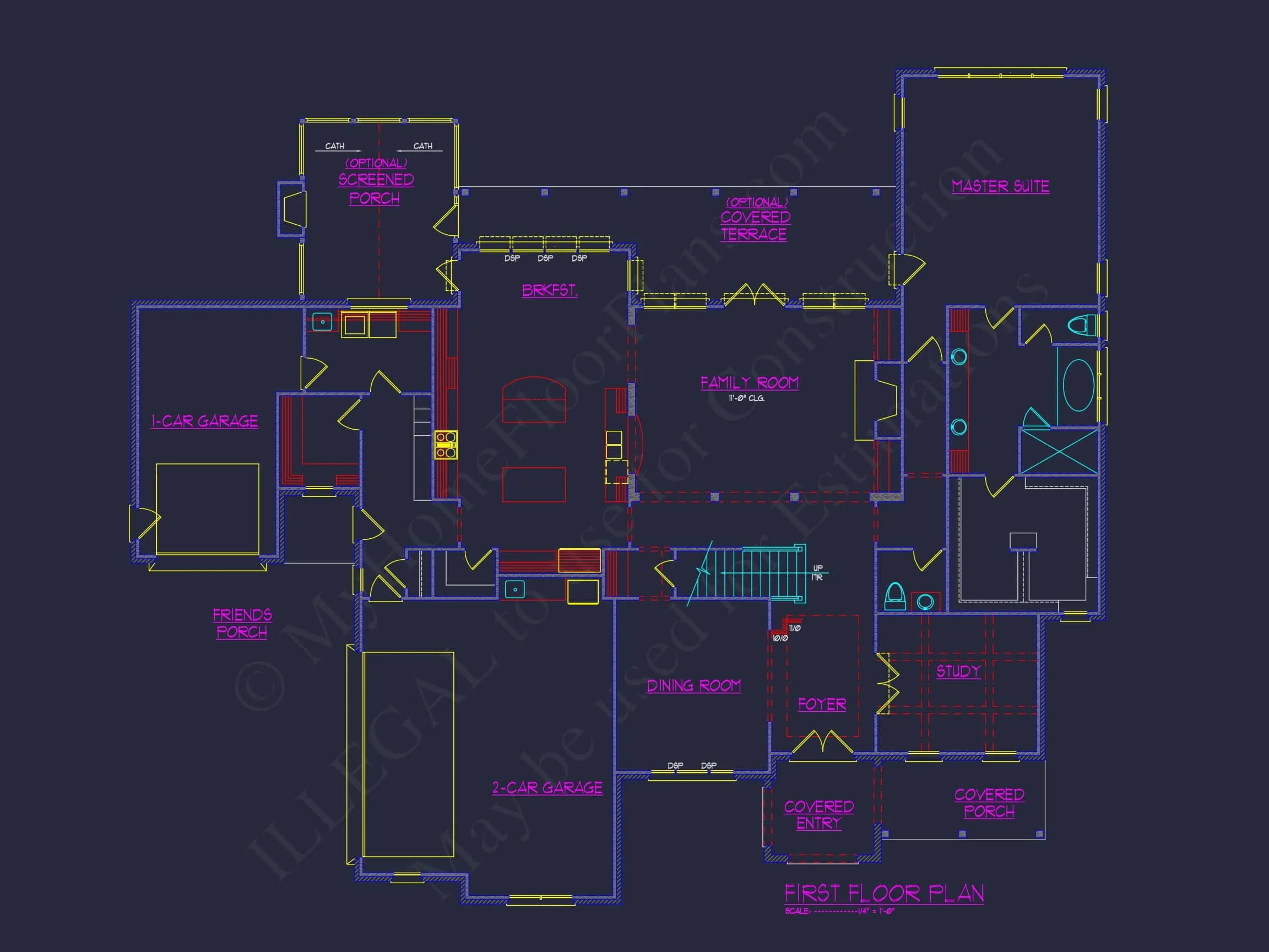 11-1234 HOUSE PLAN - Modern Farmhouse Home Plan - 4-Bed, 5-Bath, 4,416 SF 5 Elegant house Plan with Spacious Floor Plan, Blueprint, and CAD Designs