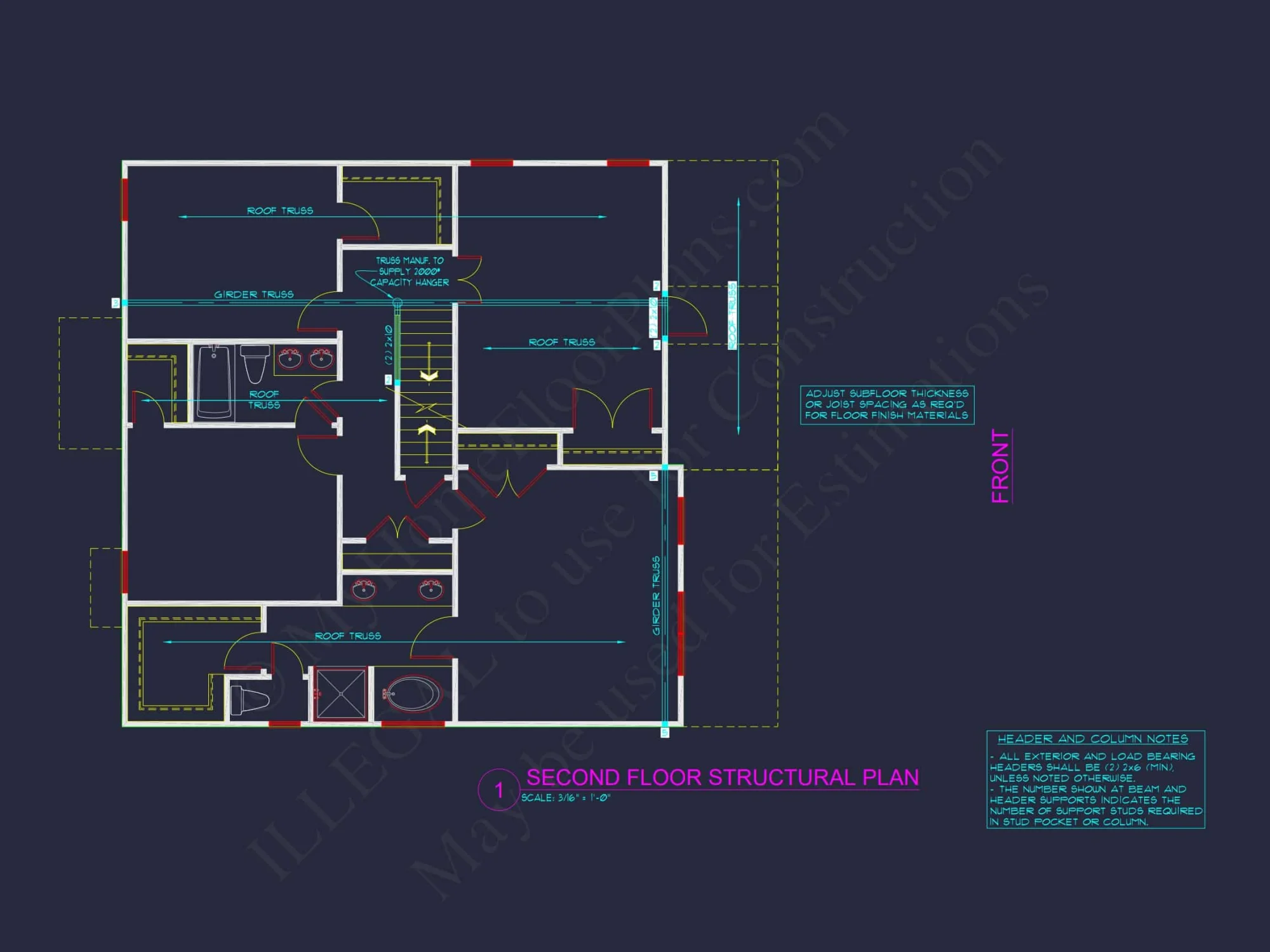 Modern CAD house Design Plan with 3 Bedrooms and 2.5 Bathrooms