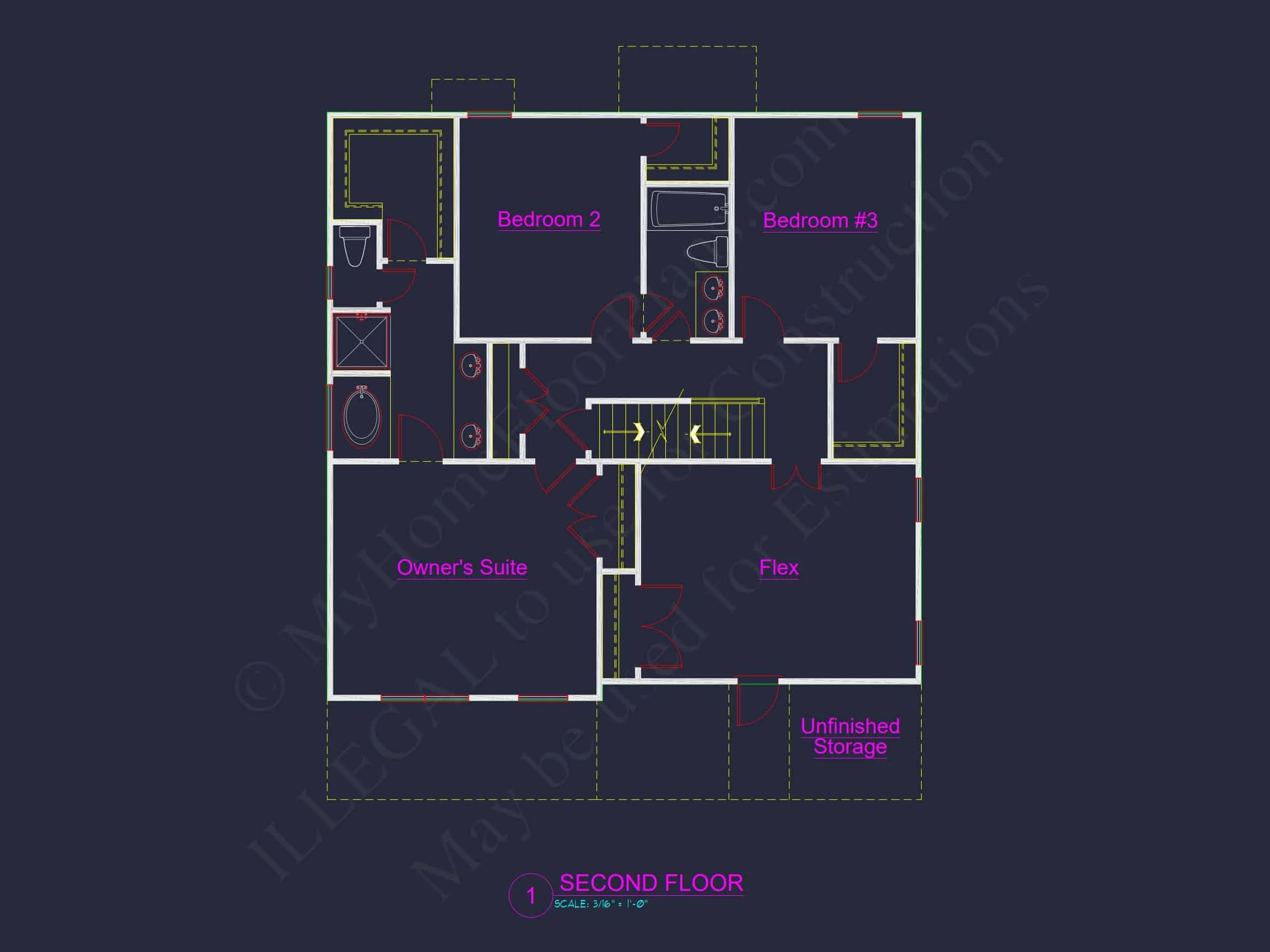 Modern CAD house Design Plan with 3 Bedrooms and 2.5 Bathrooms
