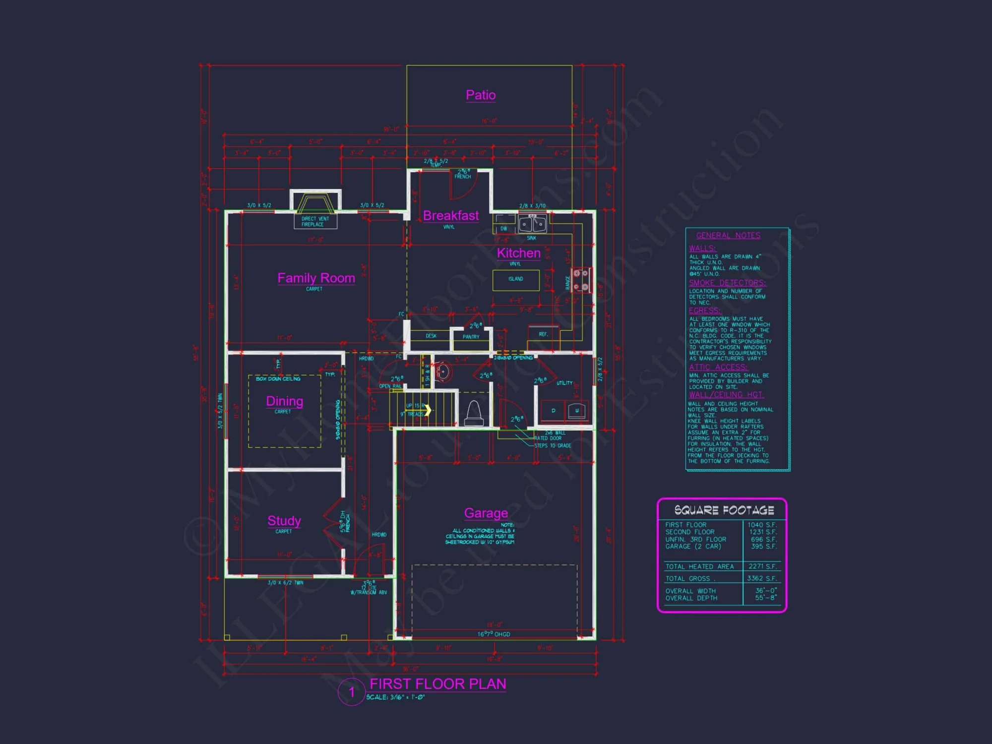 Modern CAD house Design Plan with 3 Bedrooms and 2.5 Bathrooms
